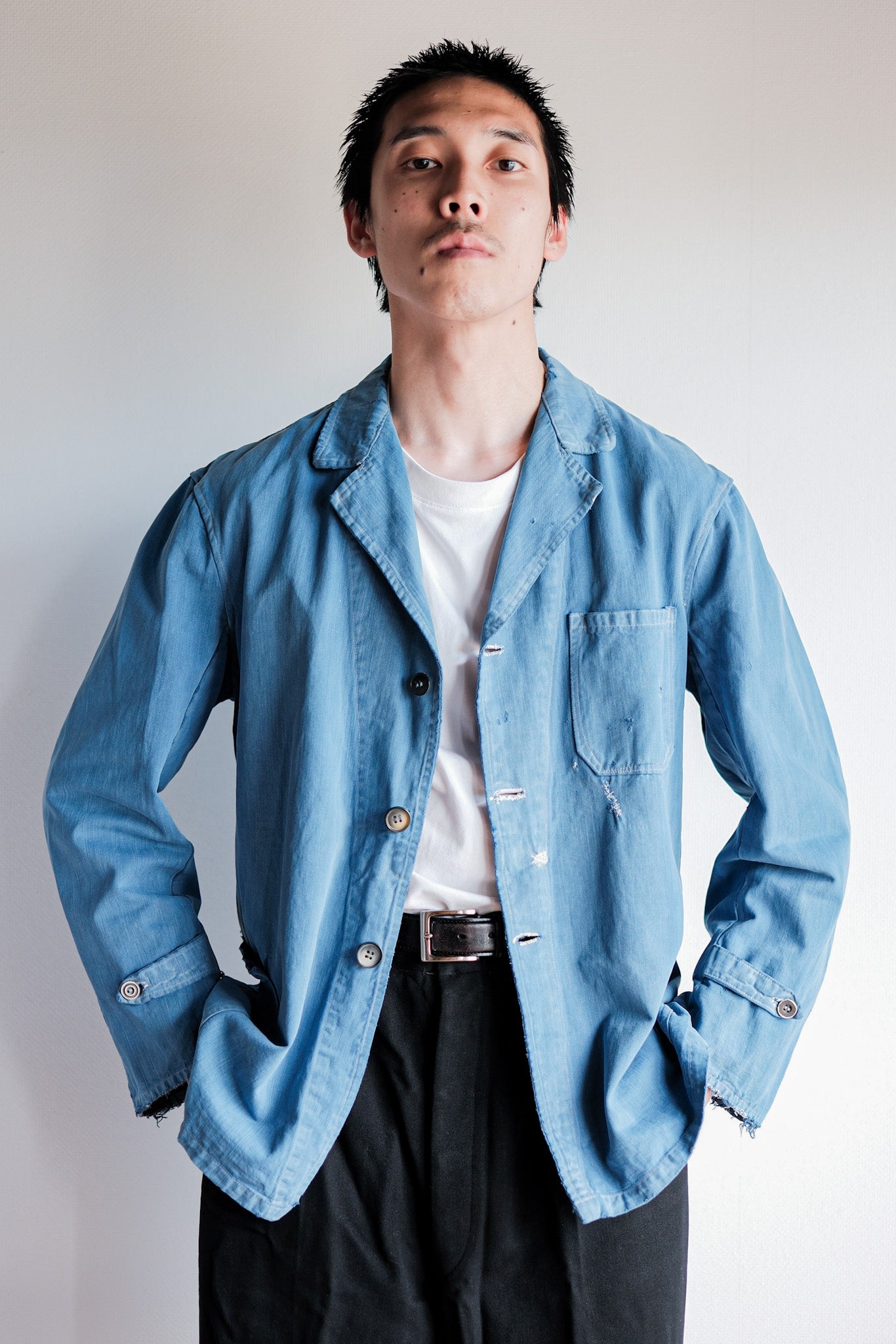 ［~40’s］French Vintage Indigo Cotton Twill Lapel Work Jacket