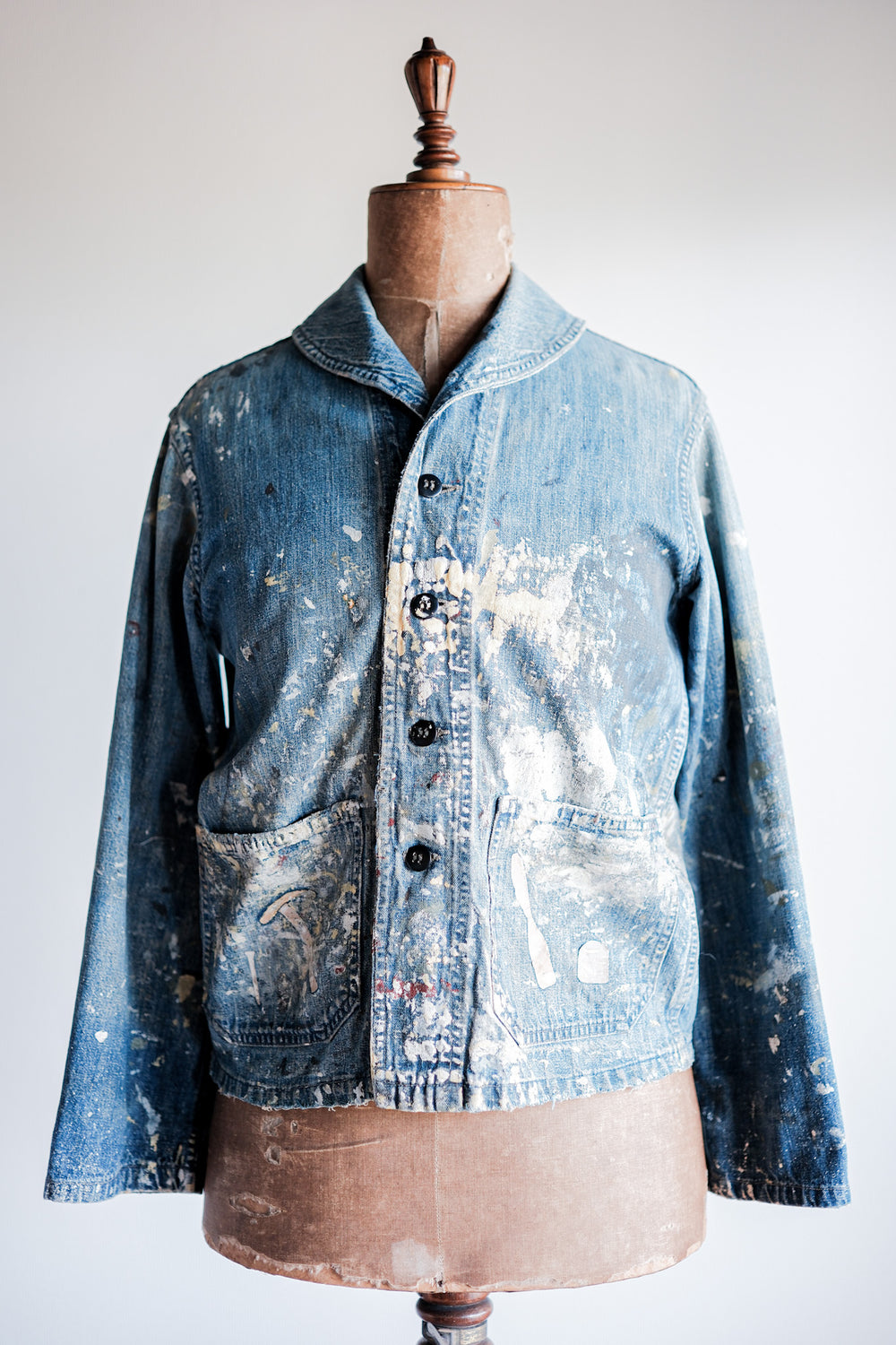 ［~40’s］U.S.NAVY Shawl Collar Denim Coverall “Crazy Paint”