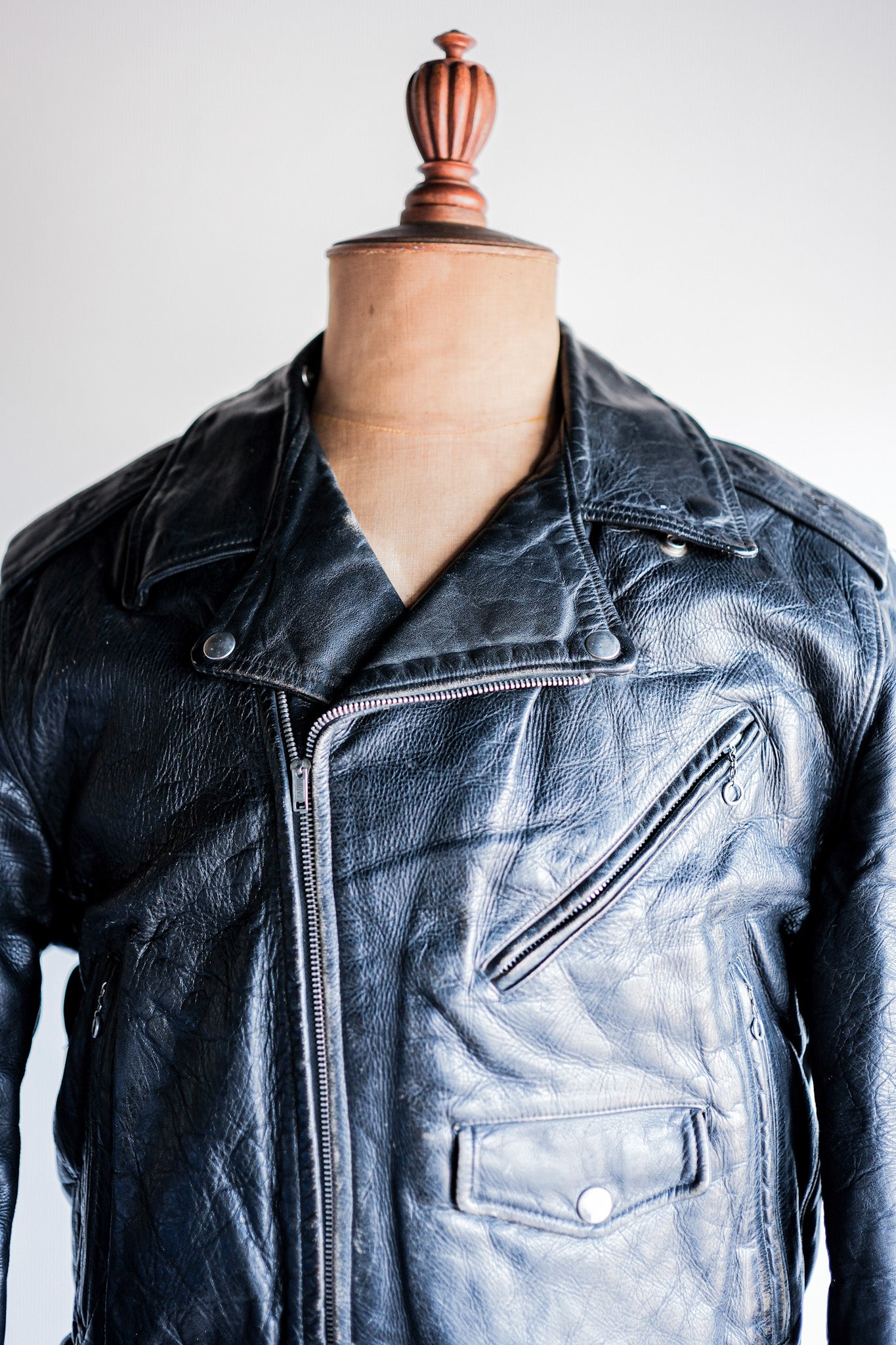 50's】American Vintage Two Star Horsehide Motorcycle Leather Jacket 