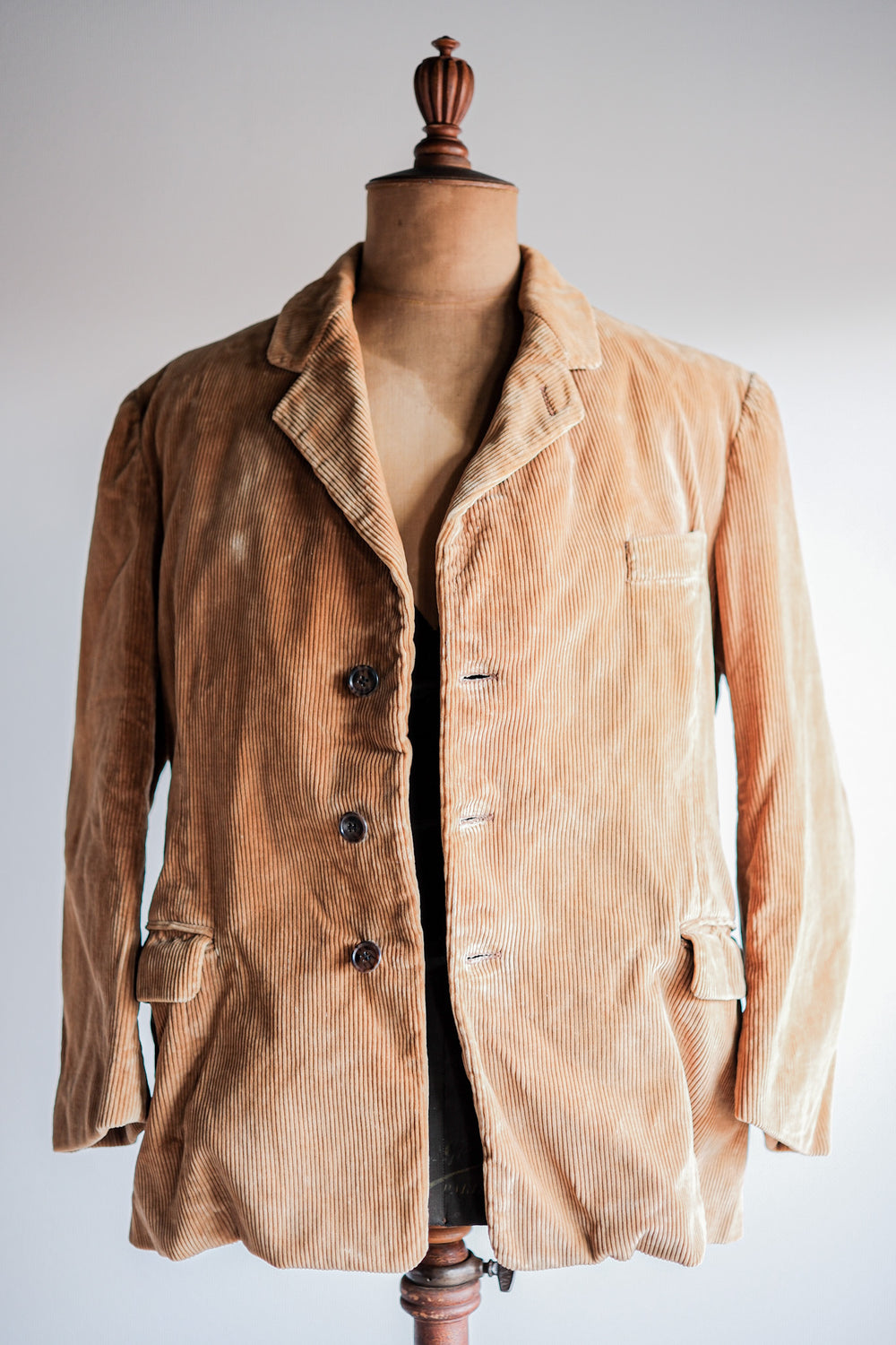 【~60’s】French Vintage Yellow Brown Corduroy Lapel Work Jacket