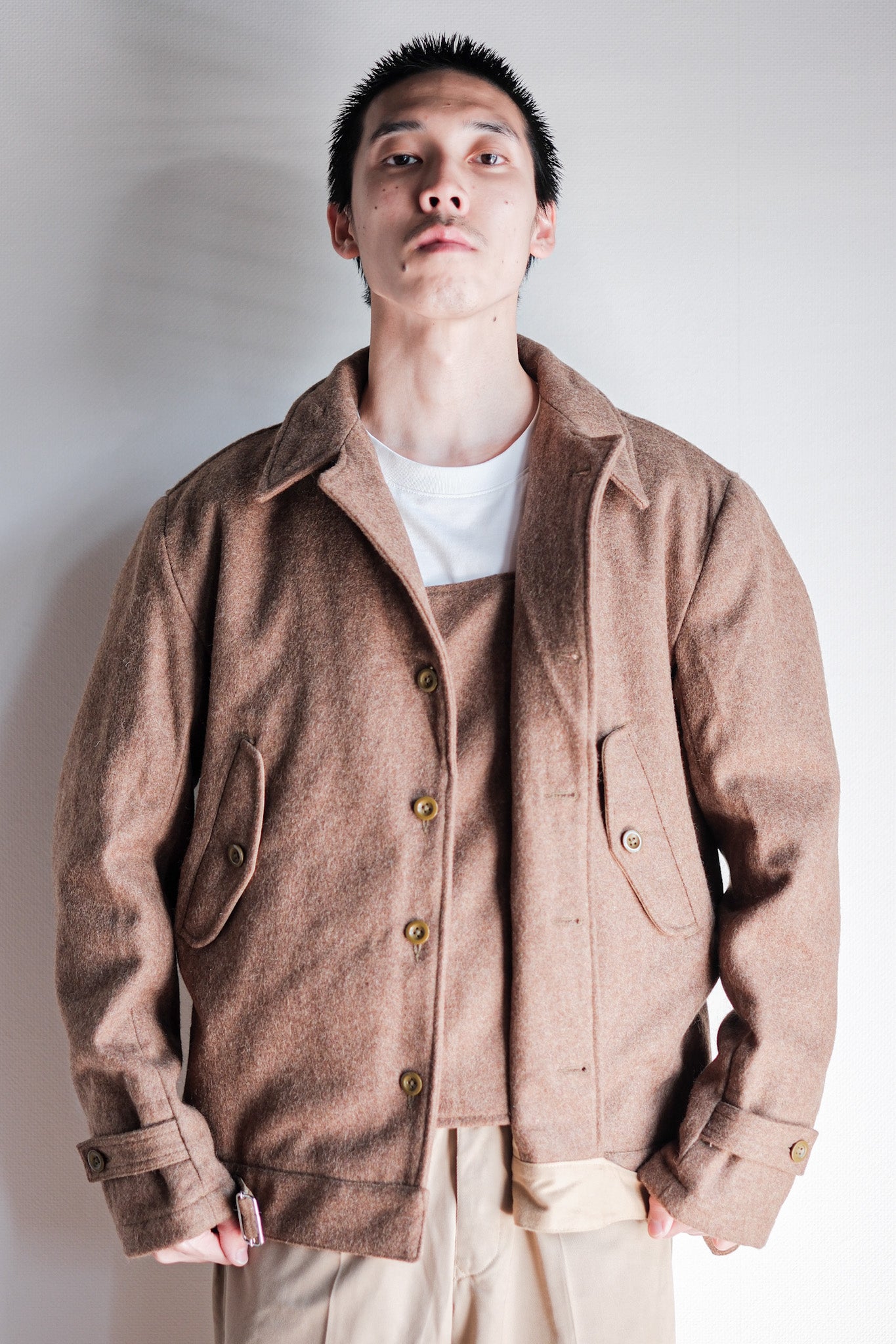 【~50's】French Army Wool Jacket With Chin Strap Size.42 "Dead Stock"