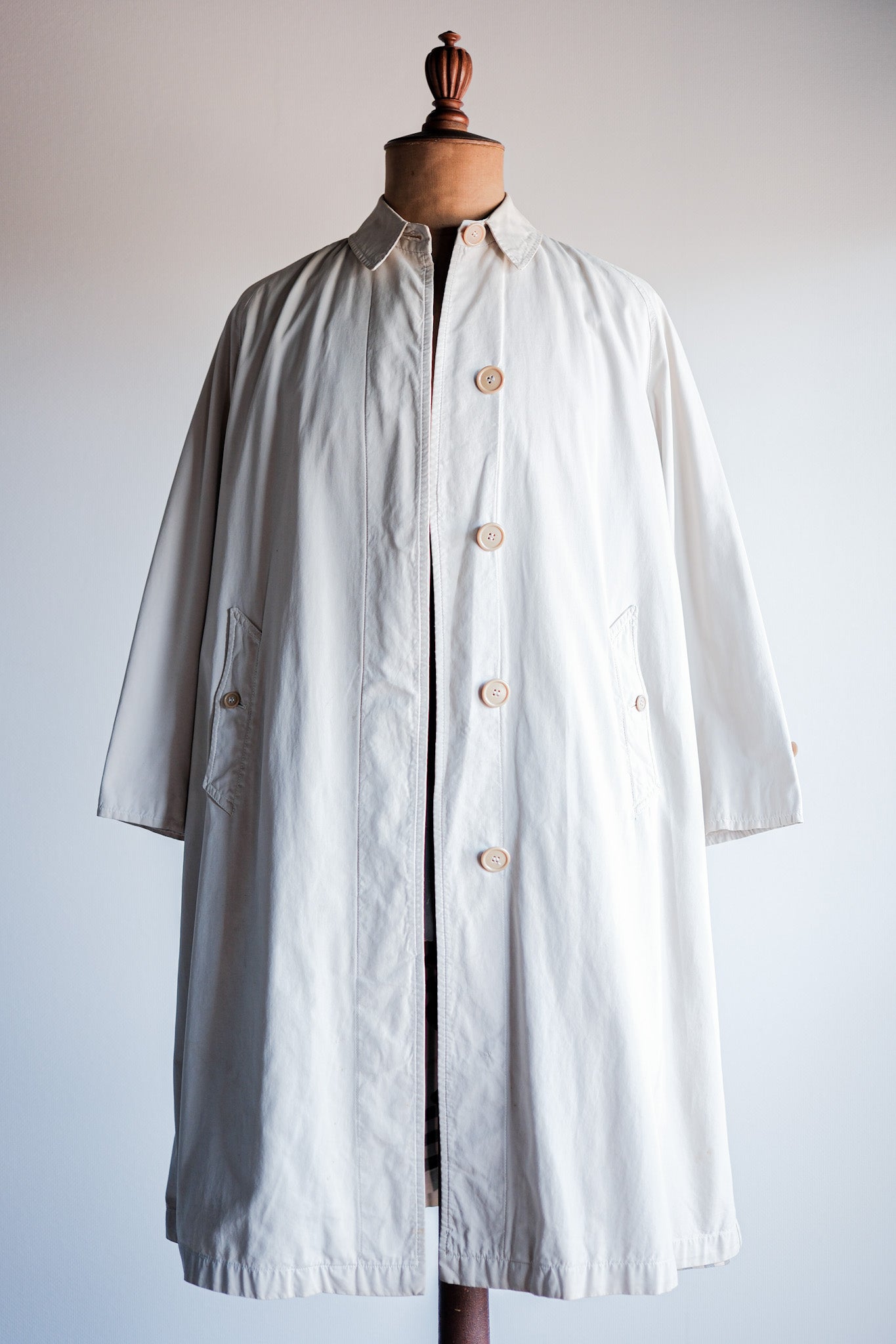 [~50 年代] 復古 Burberrys 單件插肩袖 Balmacaan 外套 C100 女士“法國製造”