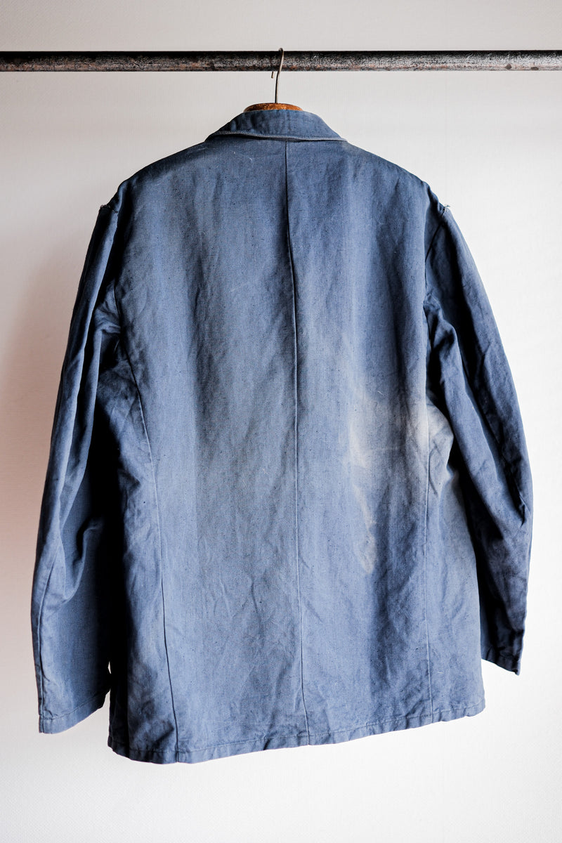 [~40's] เสื้อแจ็คเก็ตผ้าฝ้ายลาย Drillich Indigo ของกองทัพเรือเยอรมัน "Kriegsmarine"