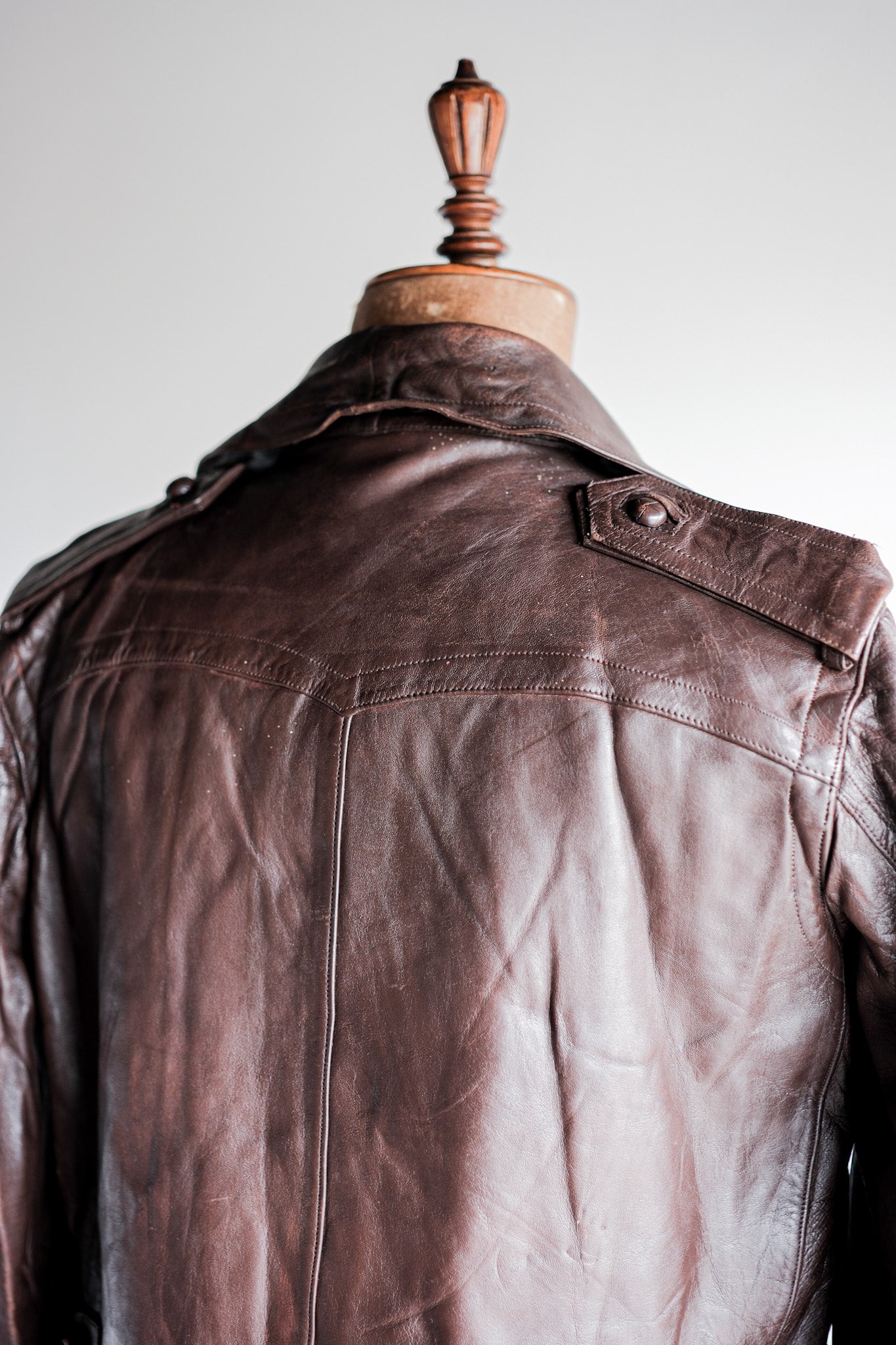 【~40's】French Vintage Motorcycle Leather Jacket Size.4 "Dead Stock"