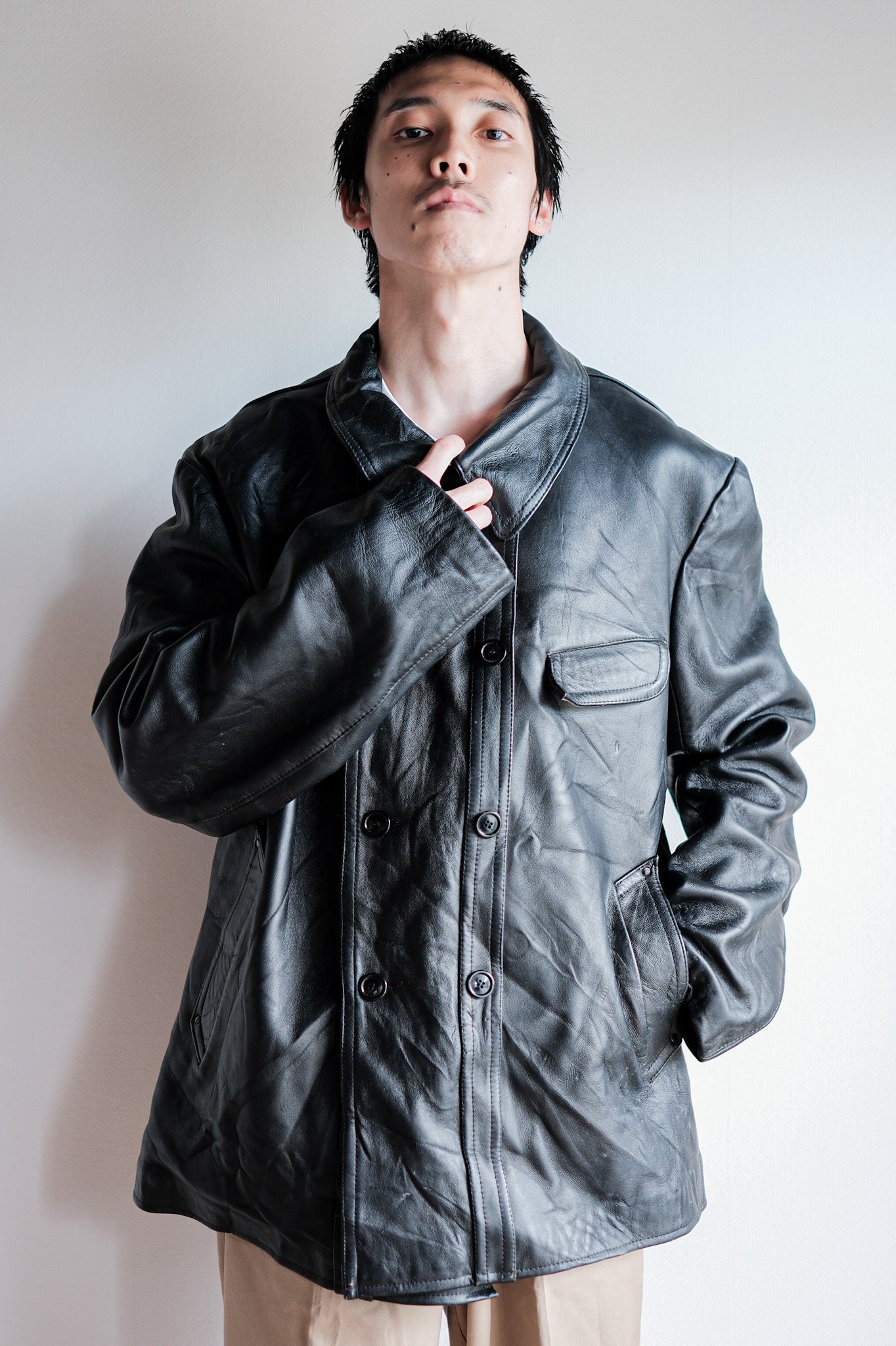 Free Zone“本革”corbusier leather jacket 70's] French Vintage Le Corbusier Leather Work Jacket