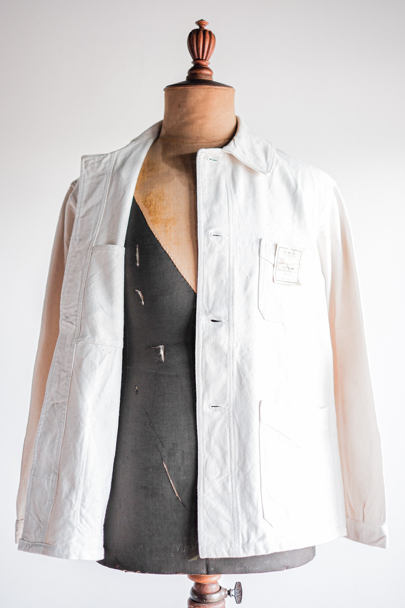 [〜40年代]法國復古白棉型暮色外套。48“死庫存”