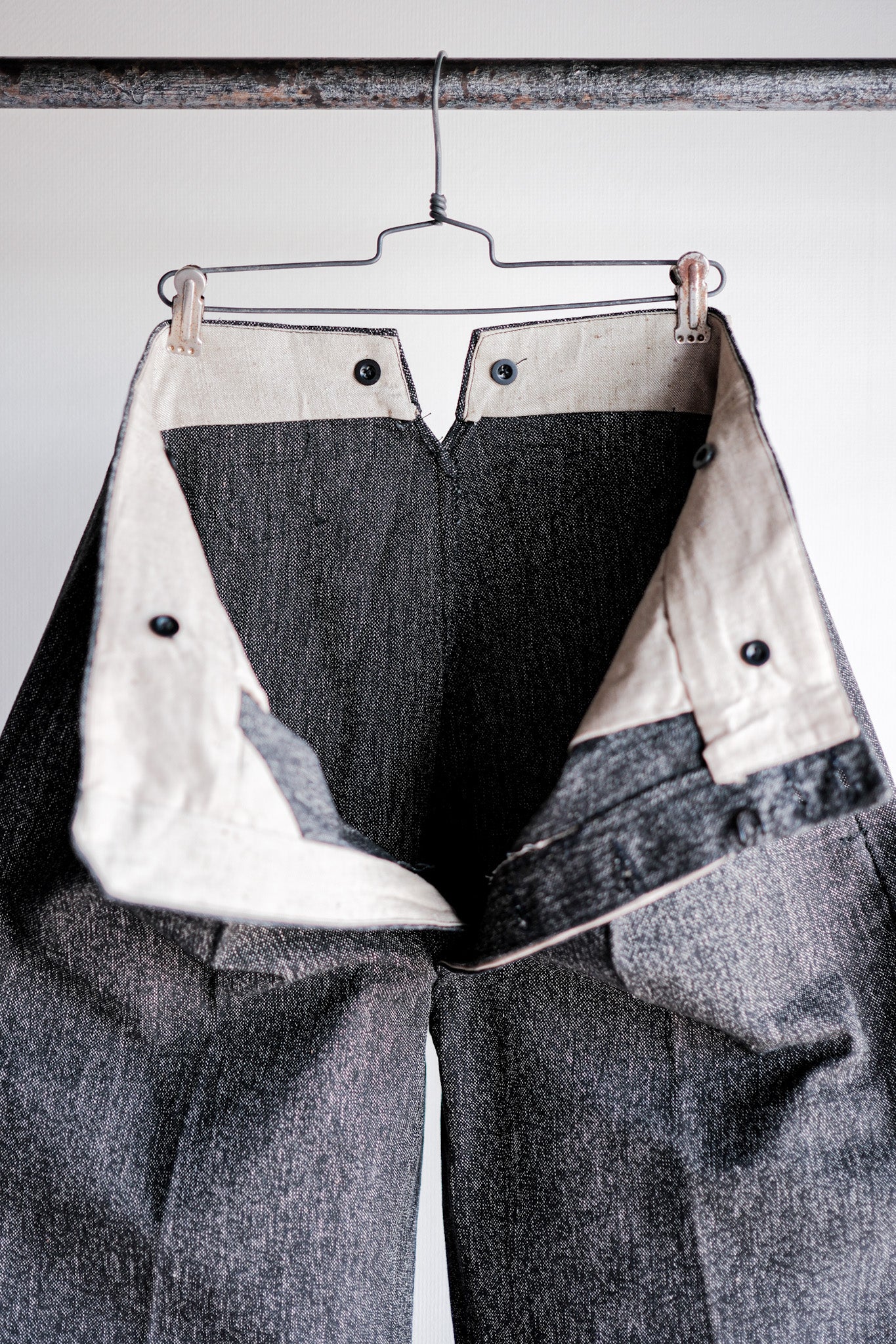 ［~30's］French Vintage Black Chambray Work Pants “Dead Stock”
