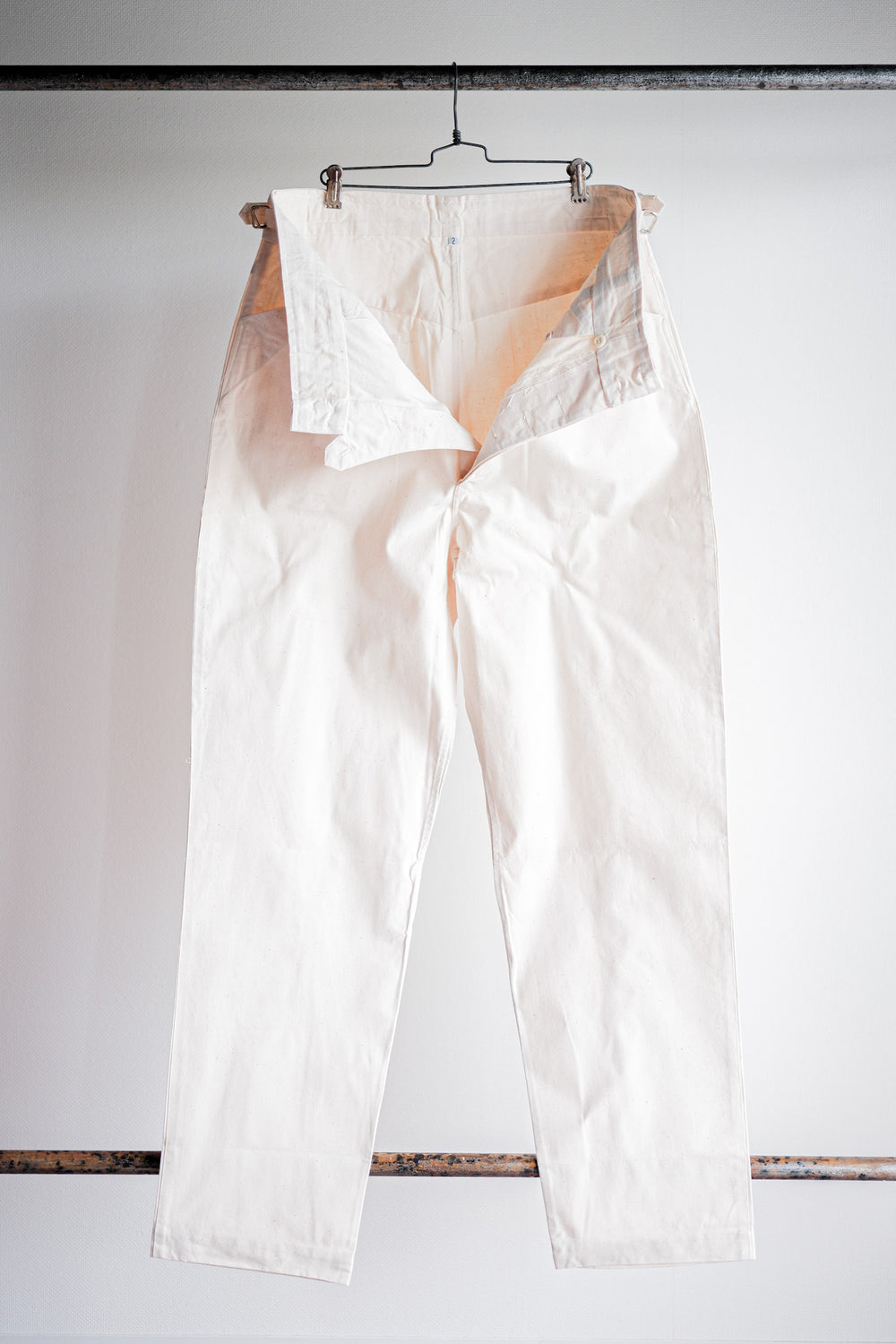 【~50's】French Vintage Cotton Linen Work Pants Size.2 "Dead Stock"