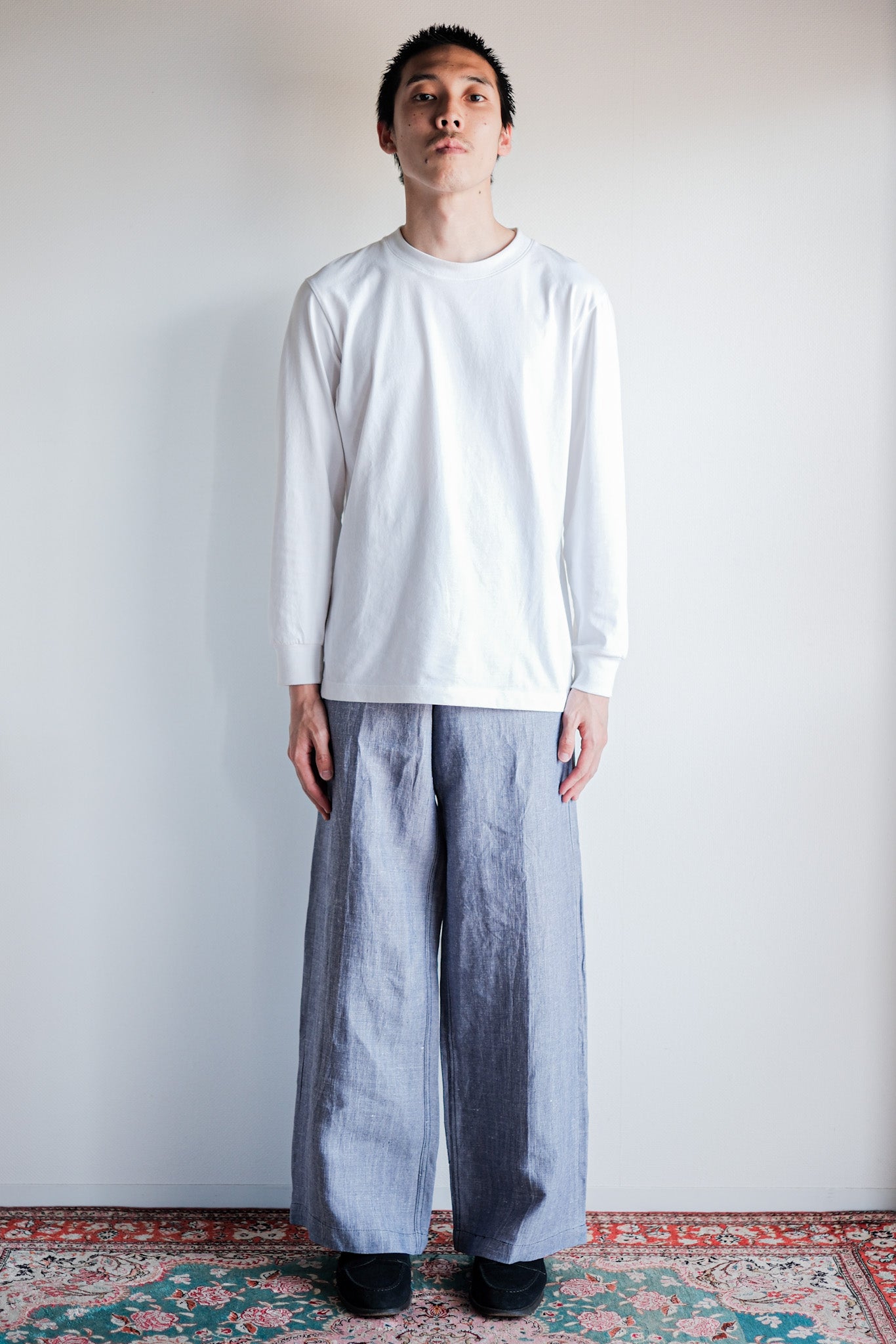 50's】French Navy Ramie Linen Sailor Pants Size.C-4 