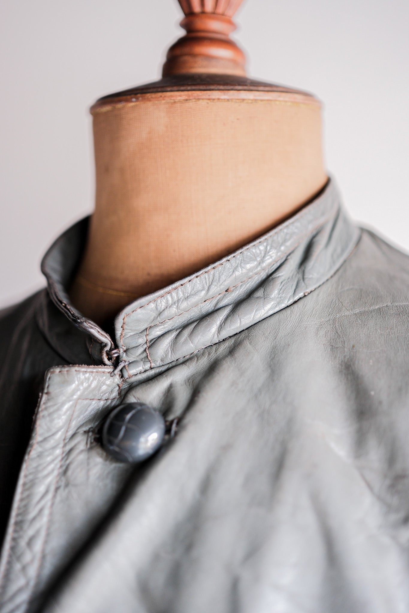 ［~40's］WWⅡ German Navy U-Boat Crew Gray Leather Jacket "Kriegsmarine"