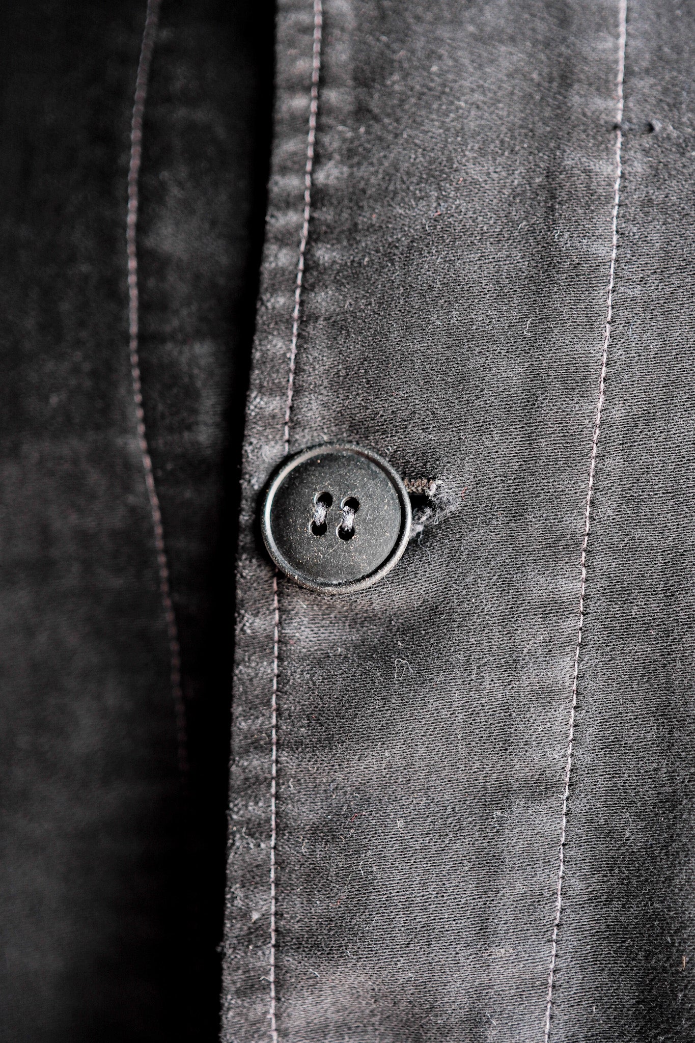 40's] French Vintage Black Moleskin Work Jacket 