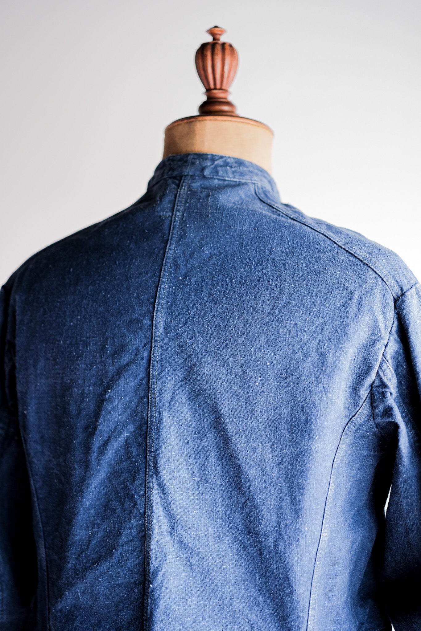[~ 40 '] 독일 빈티지 인디고 린넨 소방관 재킷