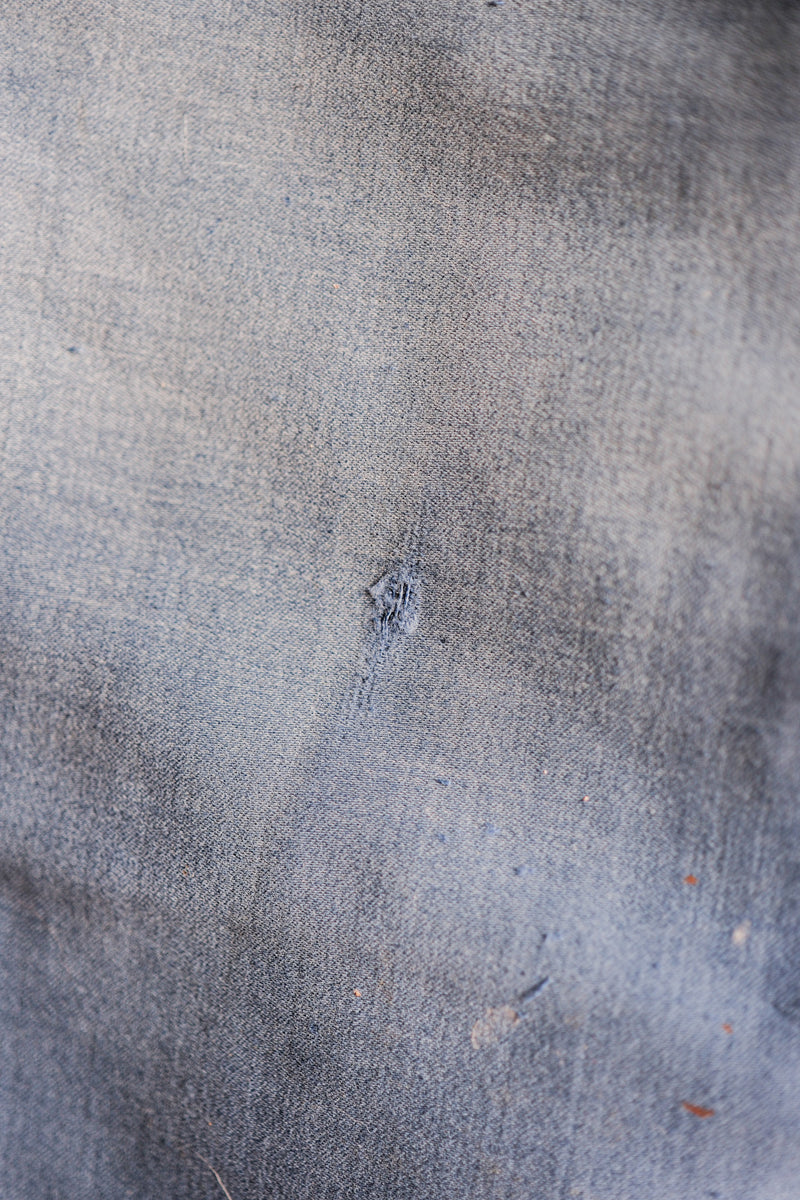 【~30's】French Vintage Blue Moleskin Work Pants "Patchwork"