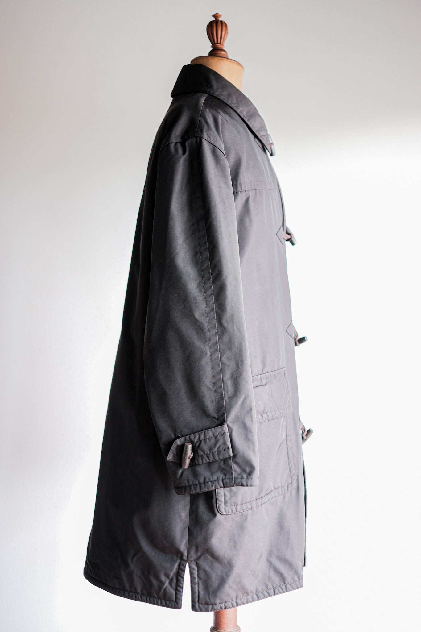 [~90's] Old Hermès Paris Dark Brown Polyamide Duffle Coat Size.54