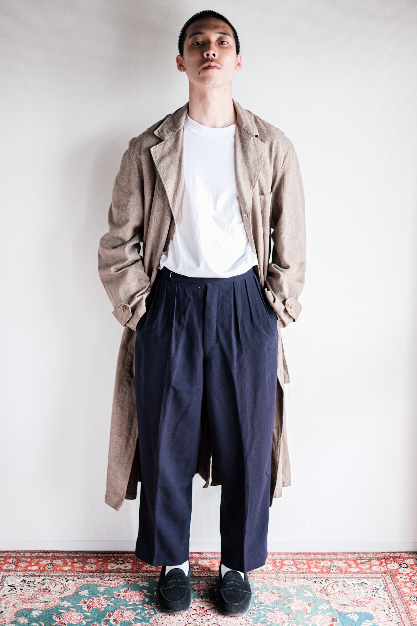 [~ 40's] French Vintage Brown CHAMBRAY ATELIER COAT "DEAD STOCK"