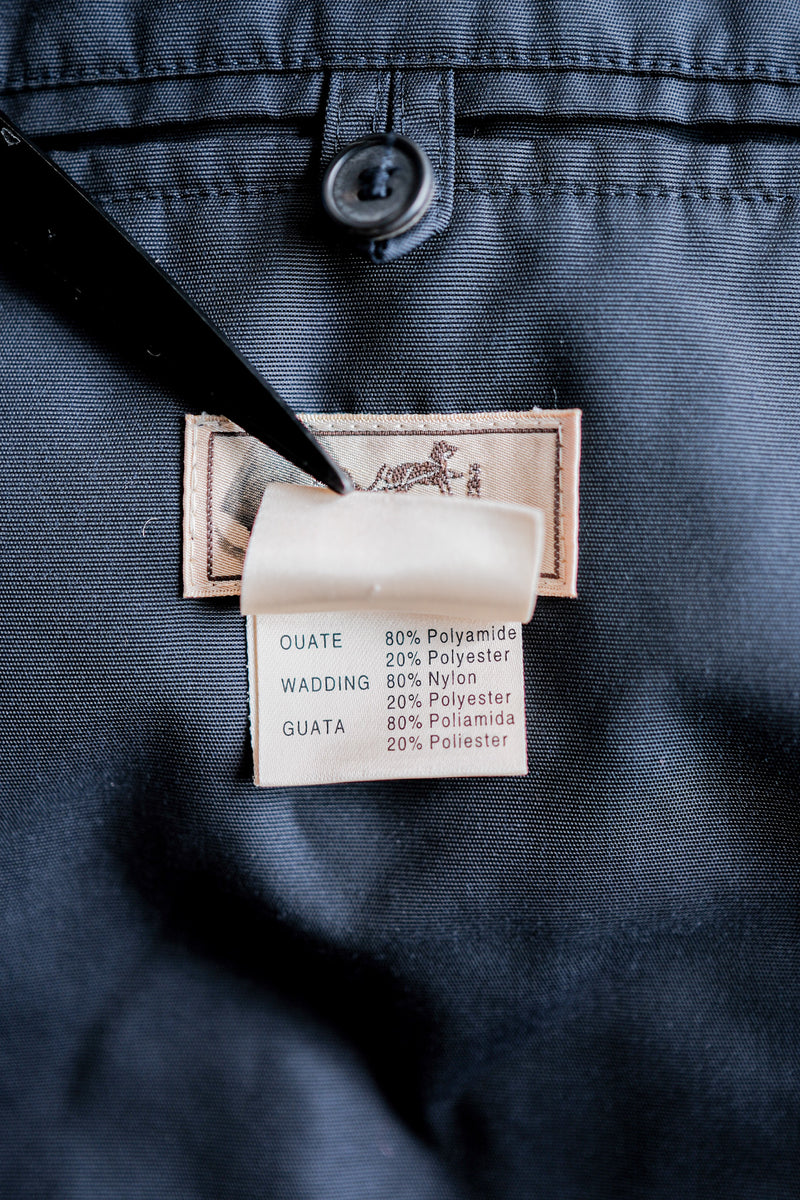 [~90's] Old Hermès Paris Navy Polyamide Half Coat Size.56