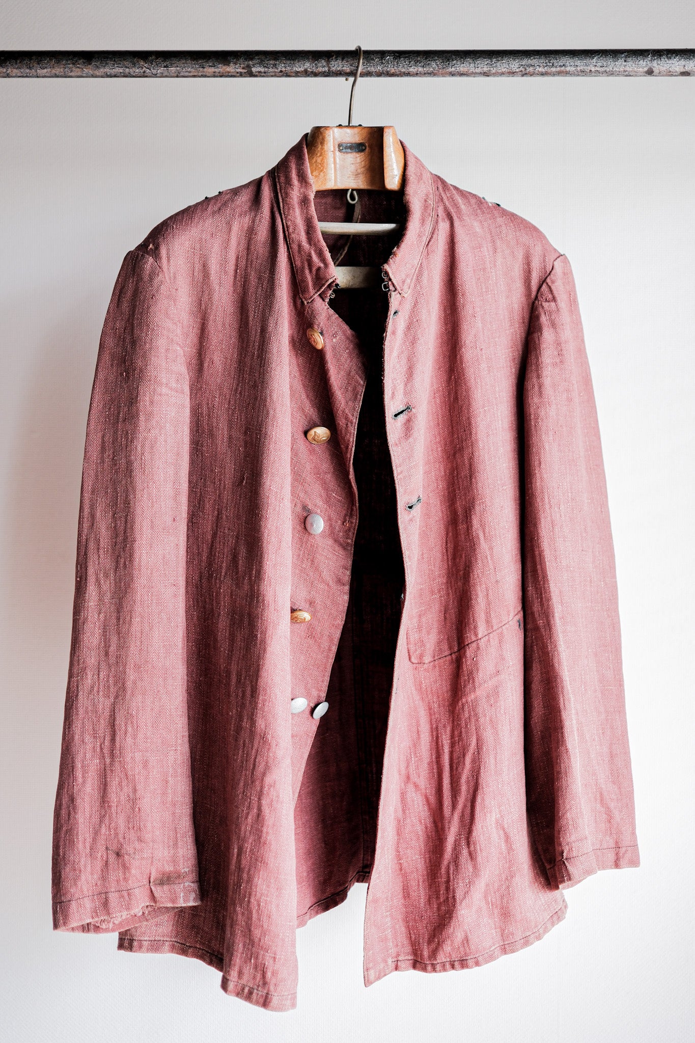 【~40's】German Army Drillich HBT Linen Jacket "Unusual Color"