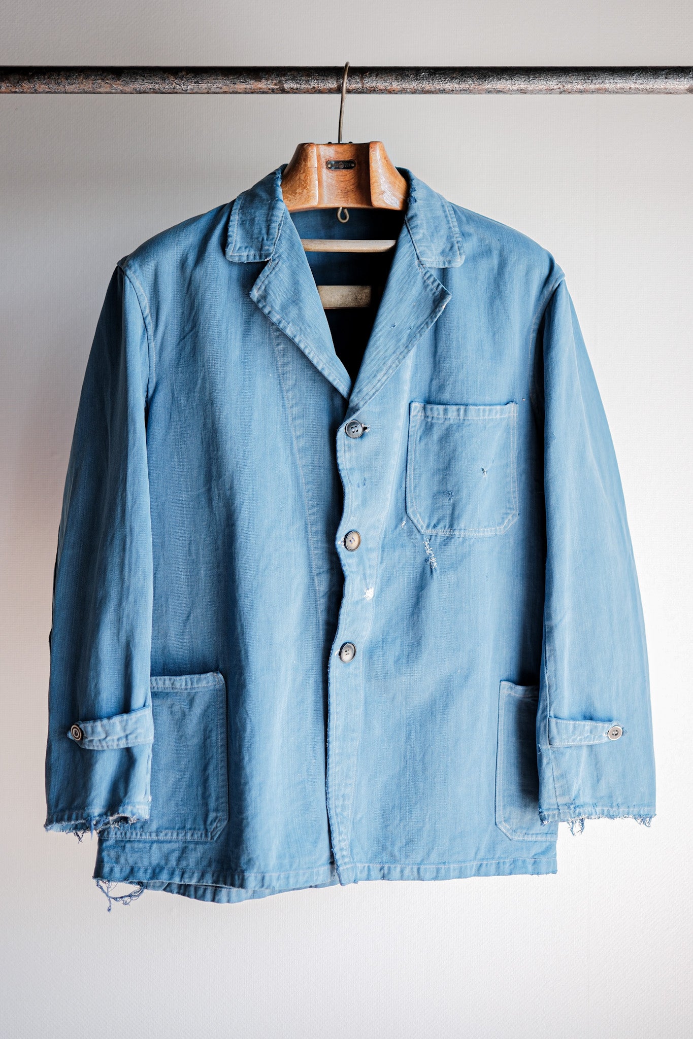 ［~40’s］French Vintage Indigo Cotton Twill Lapel Work Jacket
