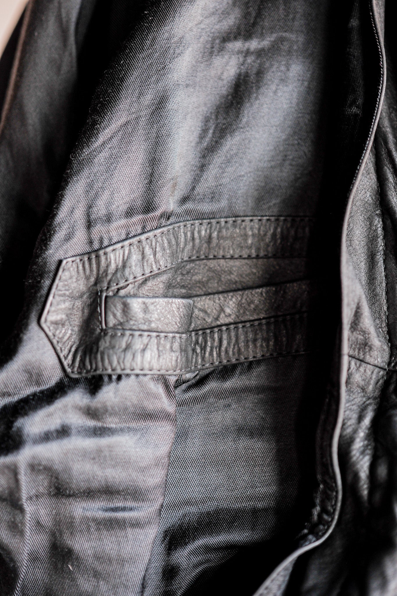 ［~90's］Old Renoma Paris Black Leather Detachable Sleeve Multi Pocket Jacket Size.M