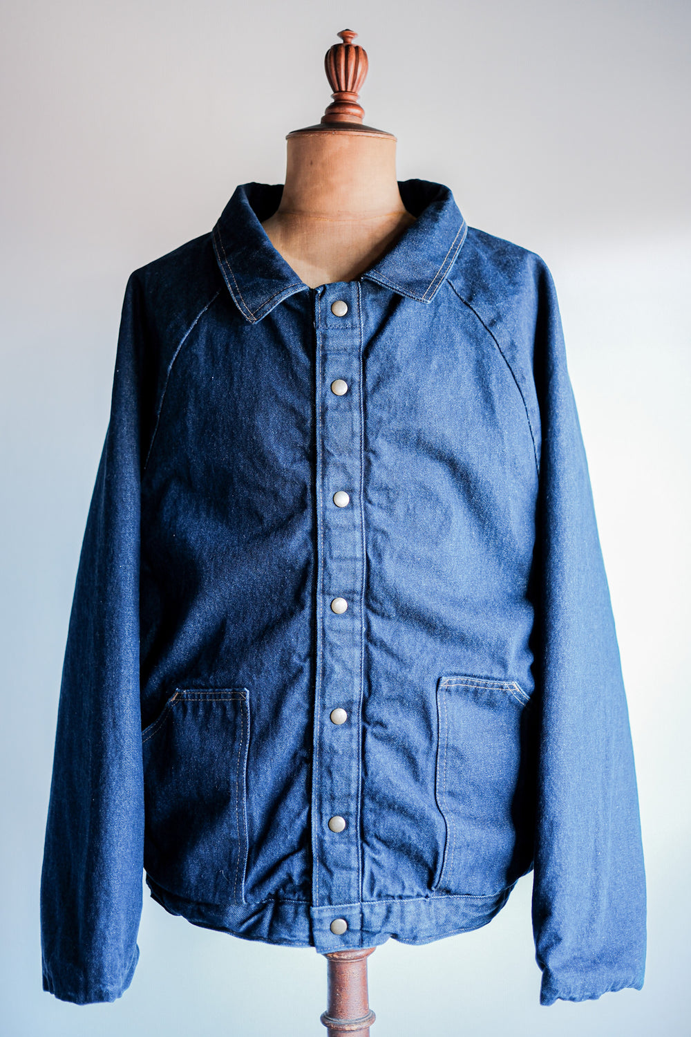 ［~80's］American Vintage Raglan Sleeves Padded Denim Jacket Size.54