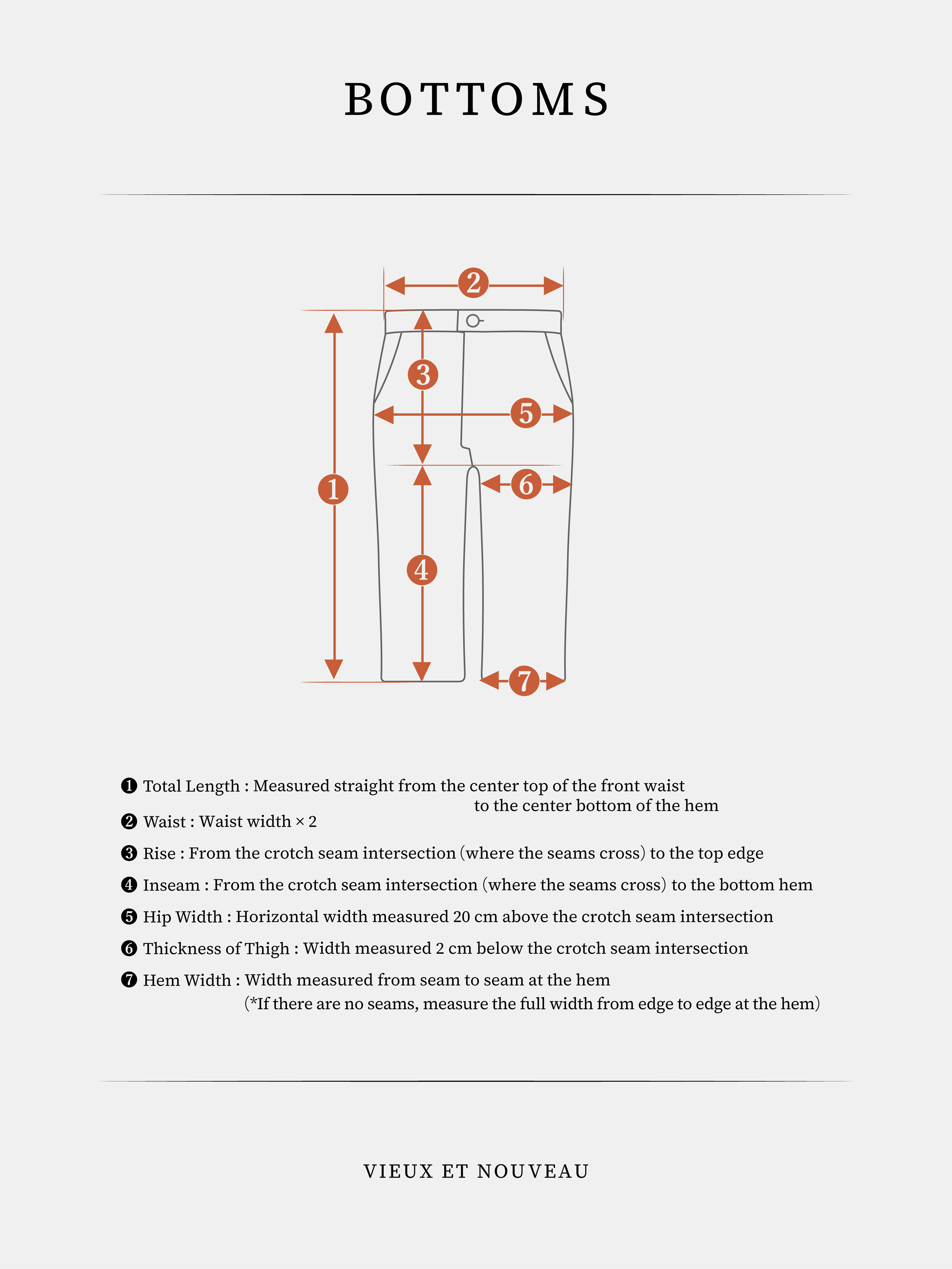 BOTTOMS size guide diagram