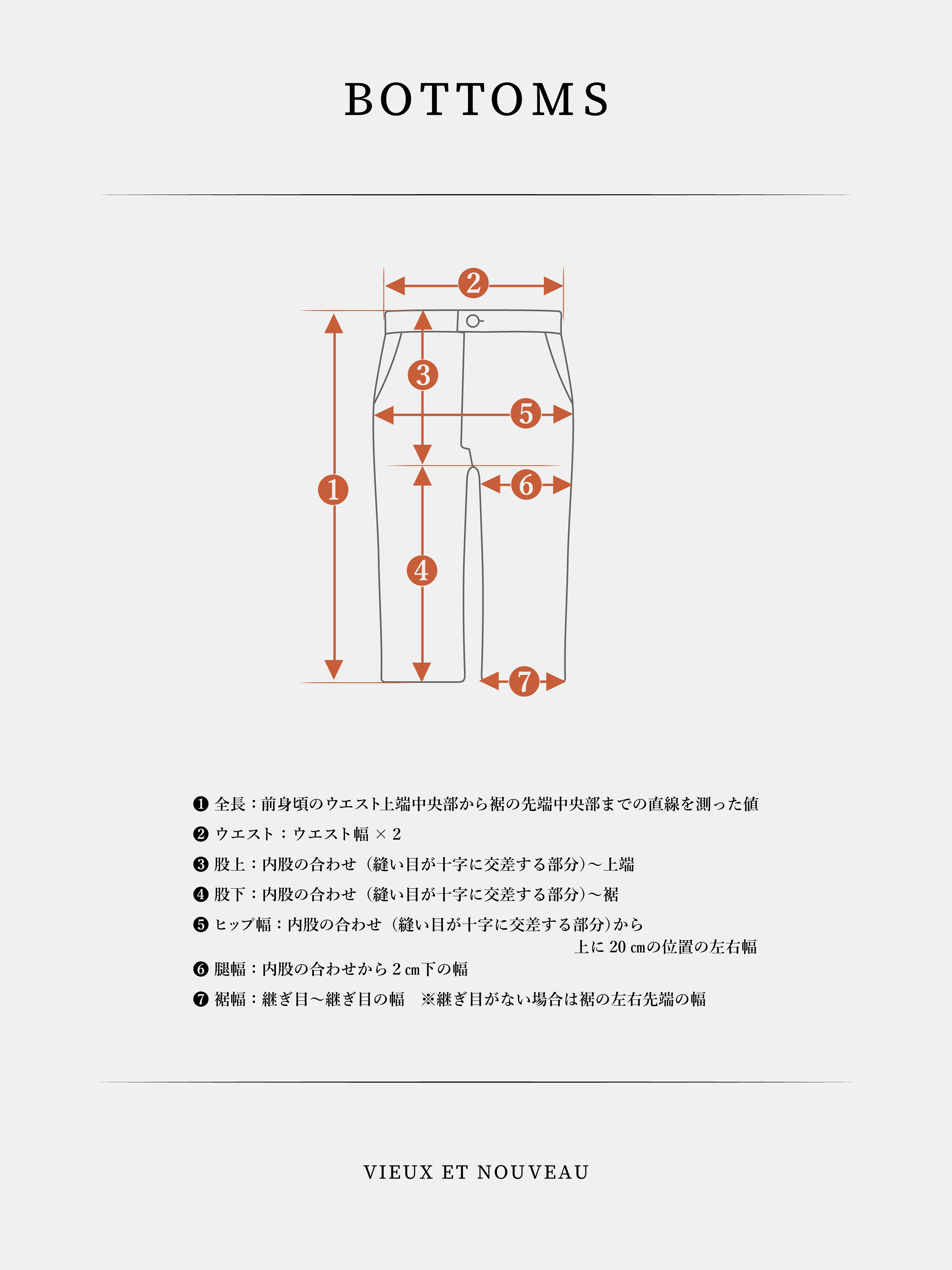 BOTTOMS size guide diagram