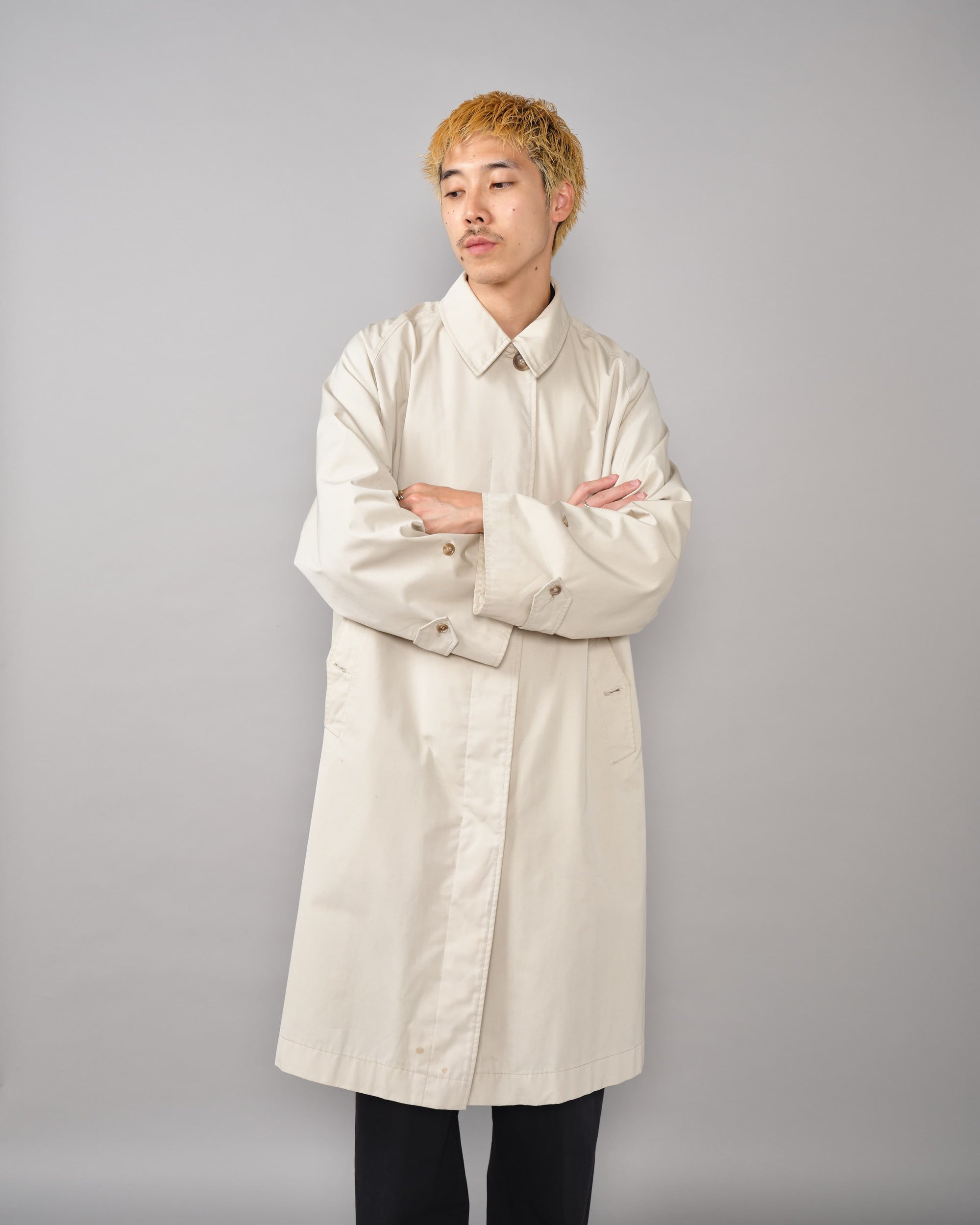 [~50's] Vintage Burberrys Paris One-Piece Sleeve Balmacaan Coat for Ladies "Made in France"