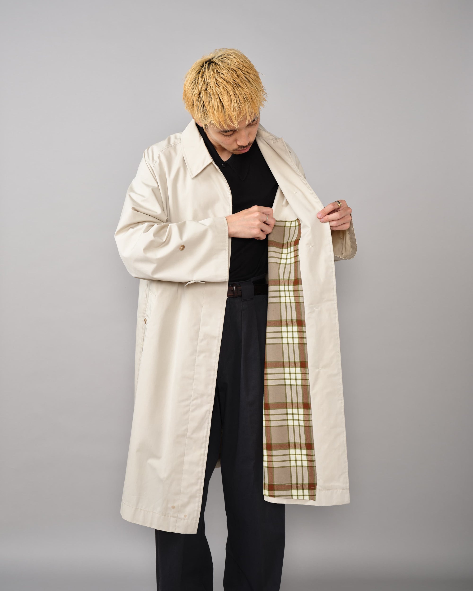 [~50's] Vintage Burberrys Paris One-Piece Sleeve Balmacaan Coat for Ladies "Made in France"