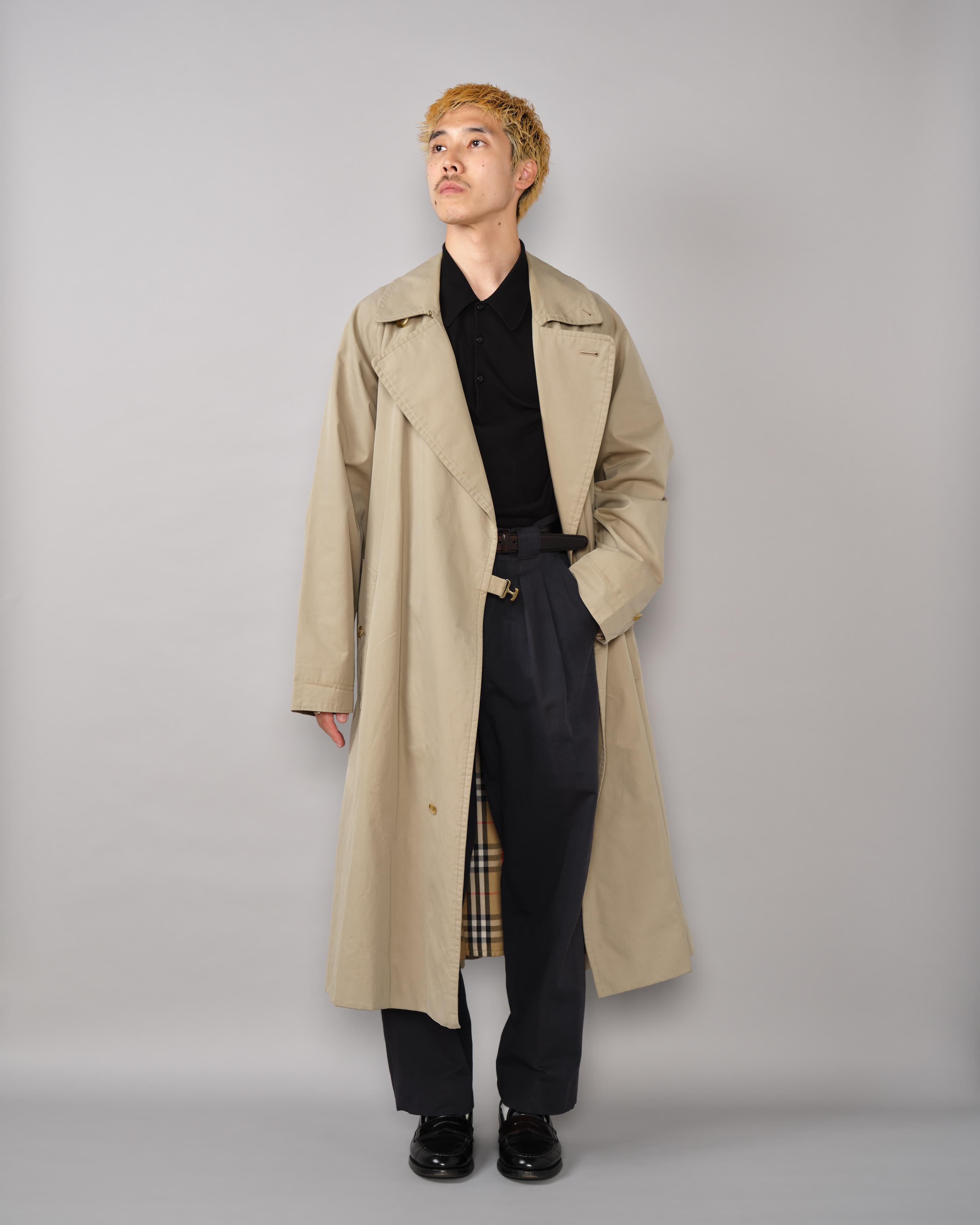 80's] Vintage Burberrys One-Piece Sleeve Tielocken Coat C100 Size