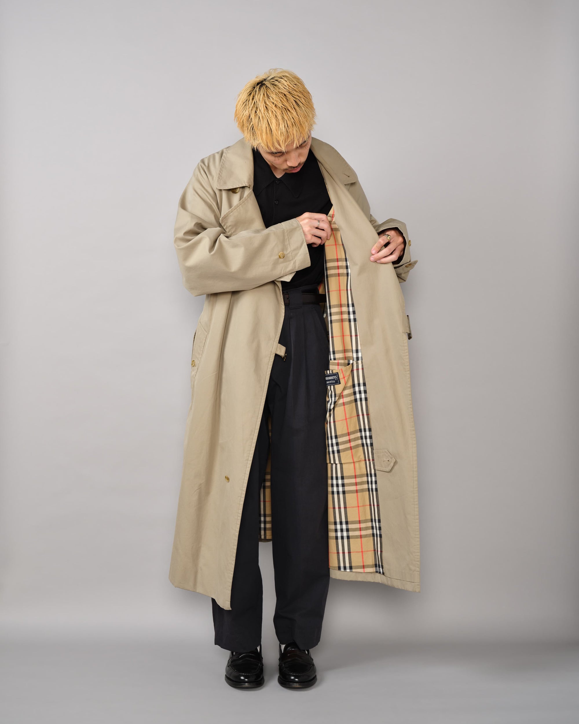 【~80's】Vintage Burberrys One-Piece Sleeve Tielocken Coat C100 Size.46REG