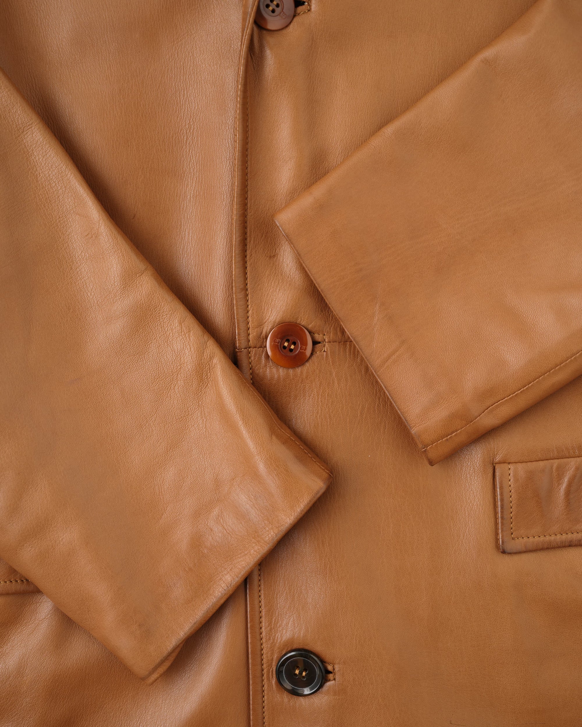 [~70’s] Old GUCCI Lambskin Leather Shawl Collar Coat Size.50