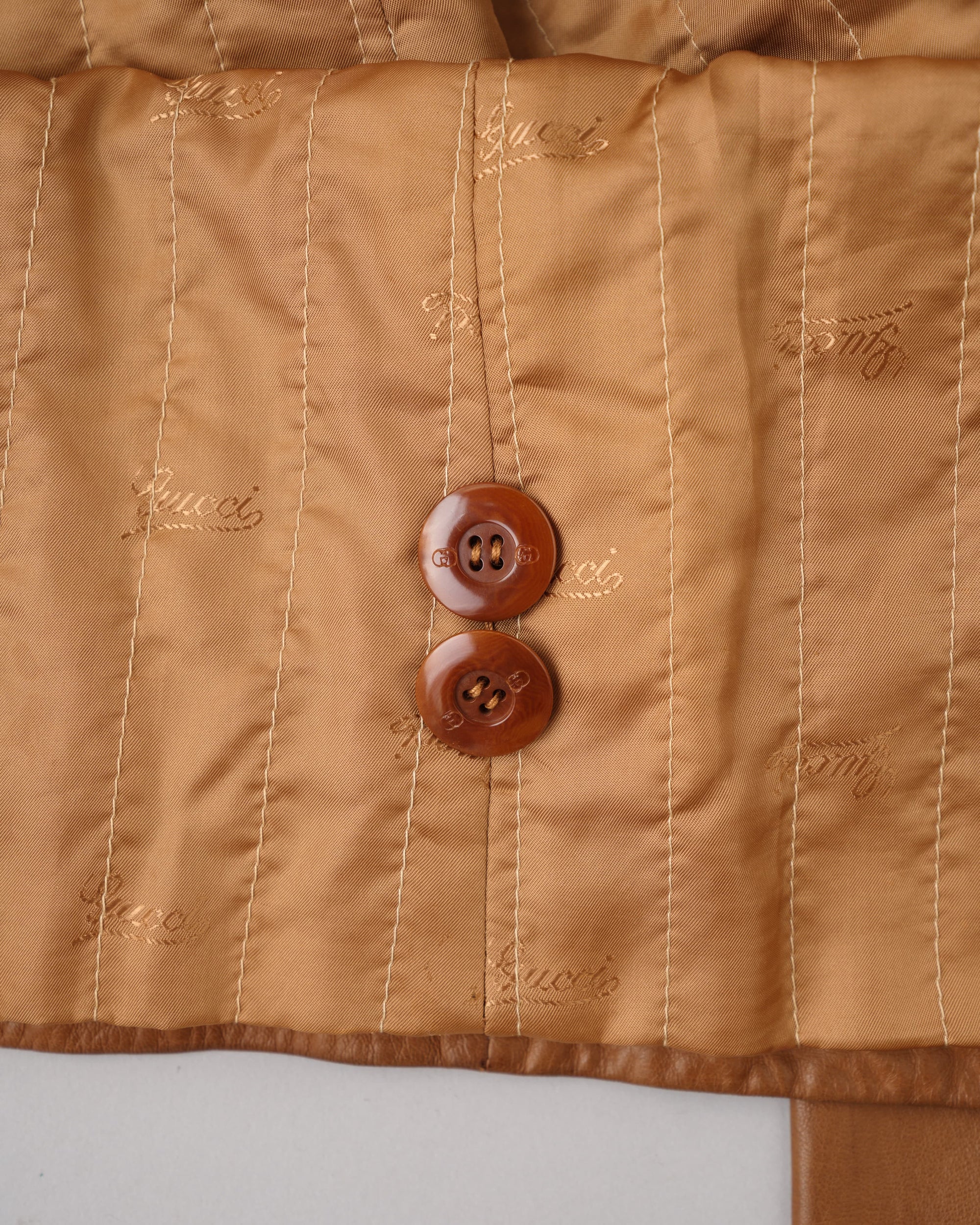 [~70’s] Old GUCCI Lambskin Leather Shawl Collar Coat Size.50