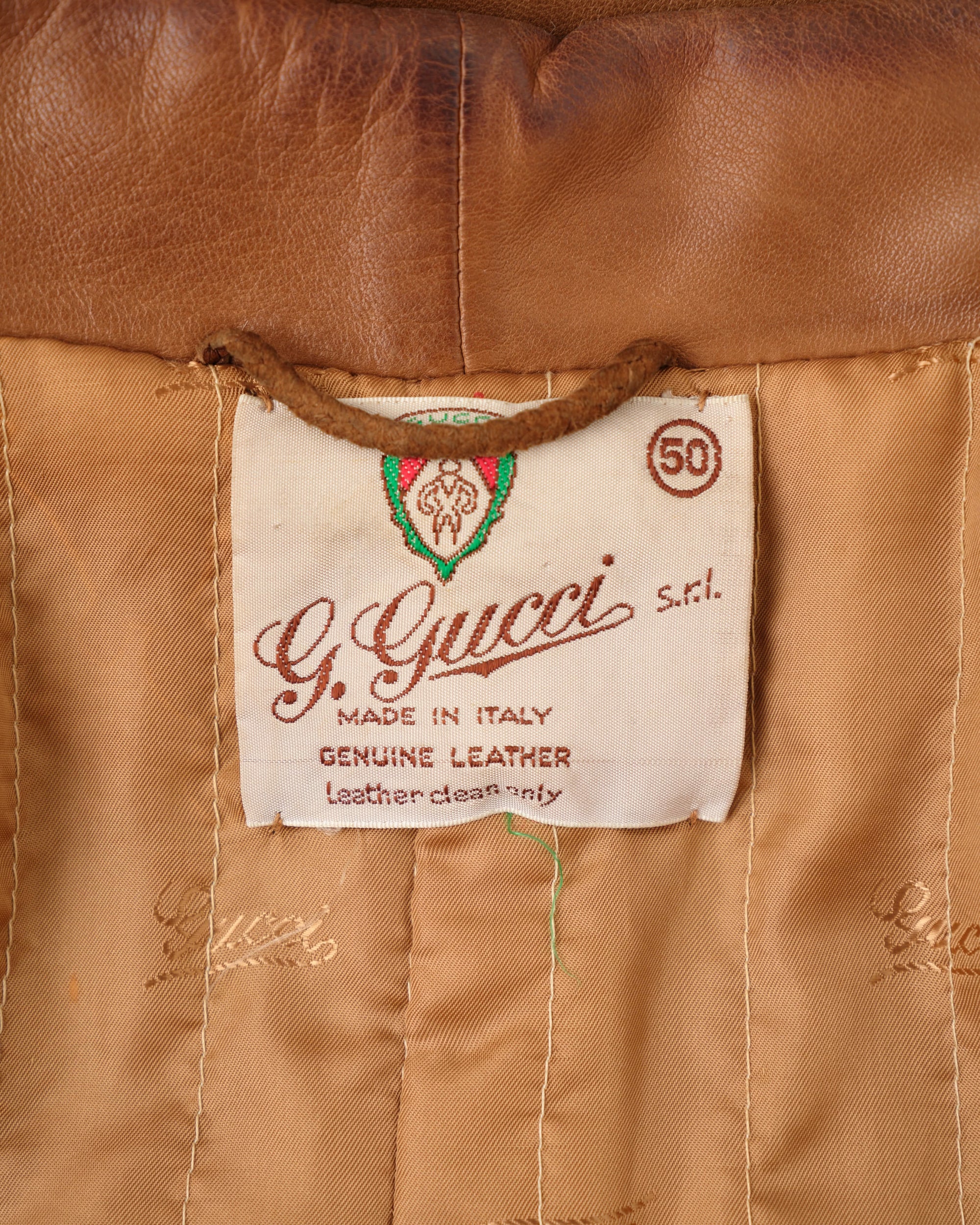[~70’s] Old GUCCI Lambskin Leather Shawl Collar Coat Size.50