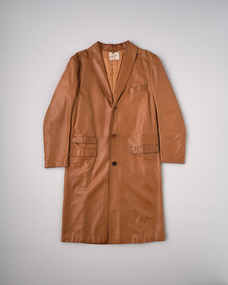 【~70’s】Old GUCCI Lambskin Leather Shawl Collar Coat Size.50 の全体写真