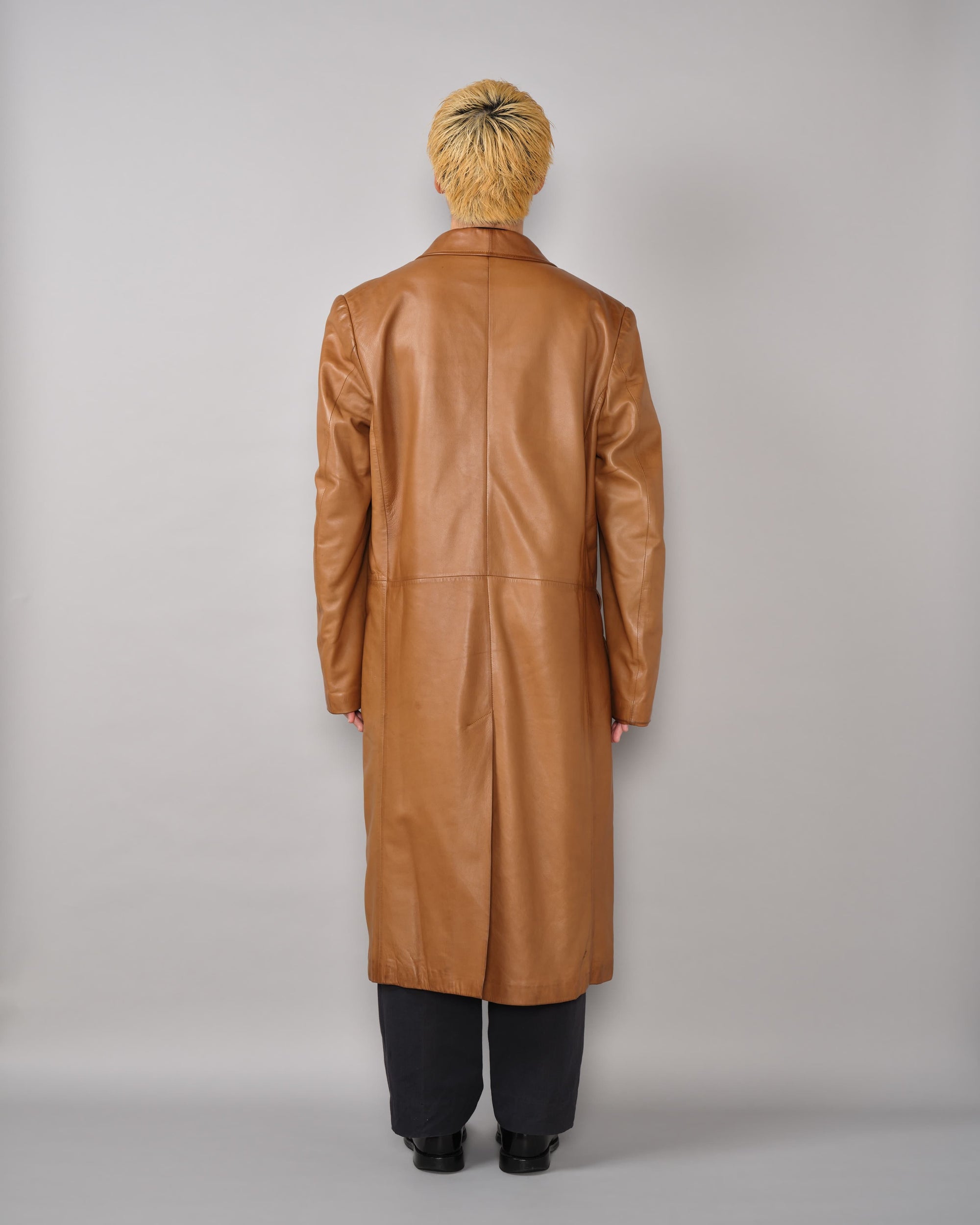 [~70’s] Old GUCCI Lambskin Leather Shawl Collar Coat Size.50