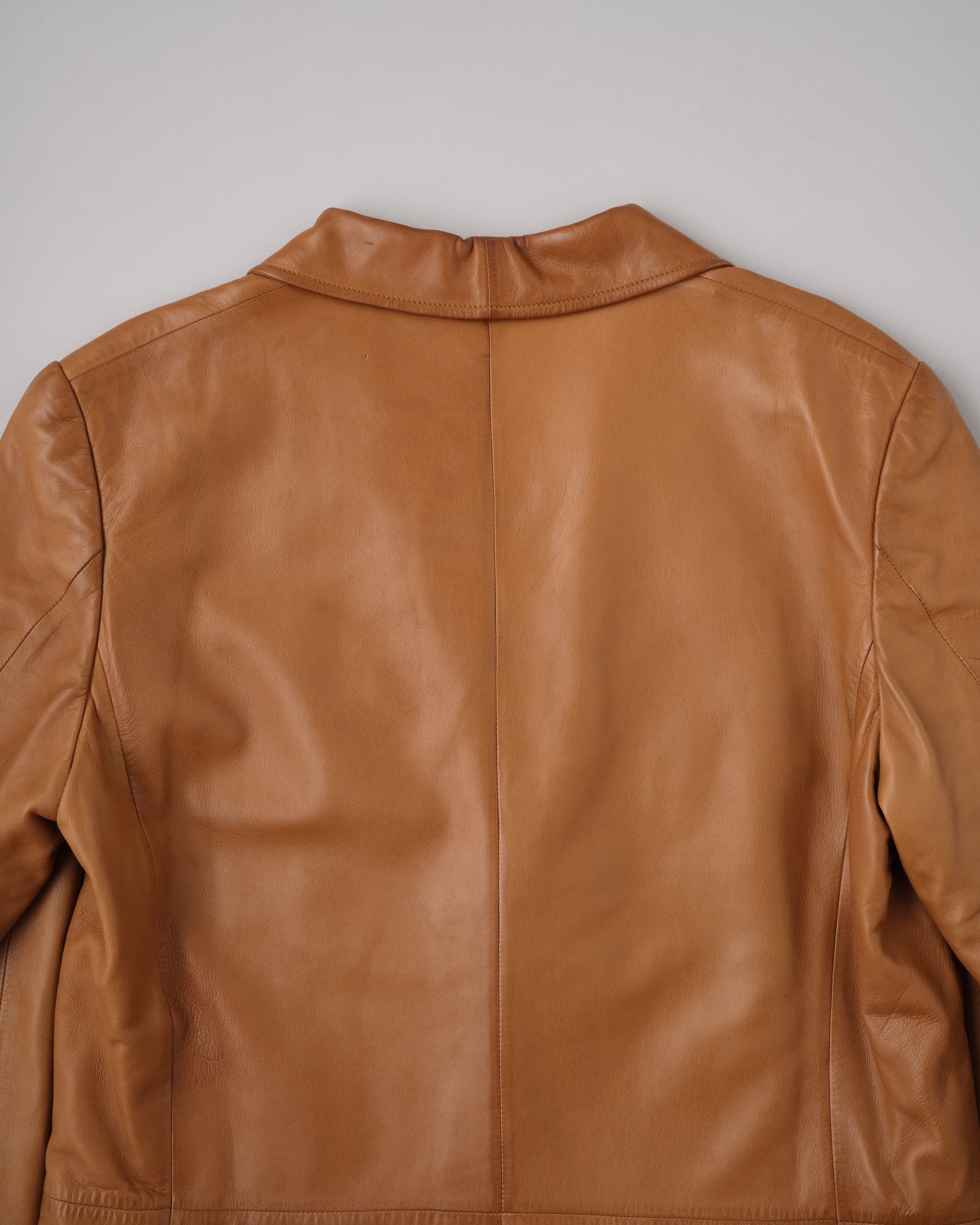 [~70’s] Old GUCCI Lambskin Leather Shawl Collar Coat Size.50
