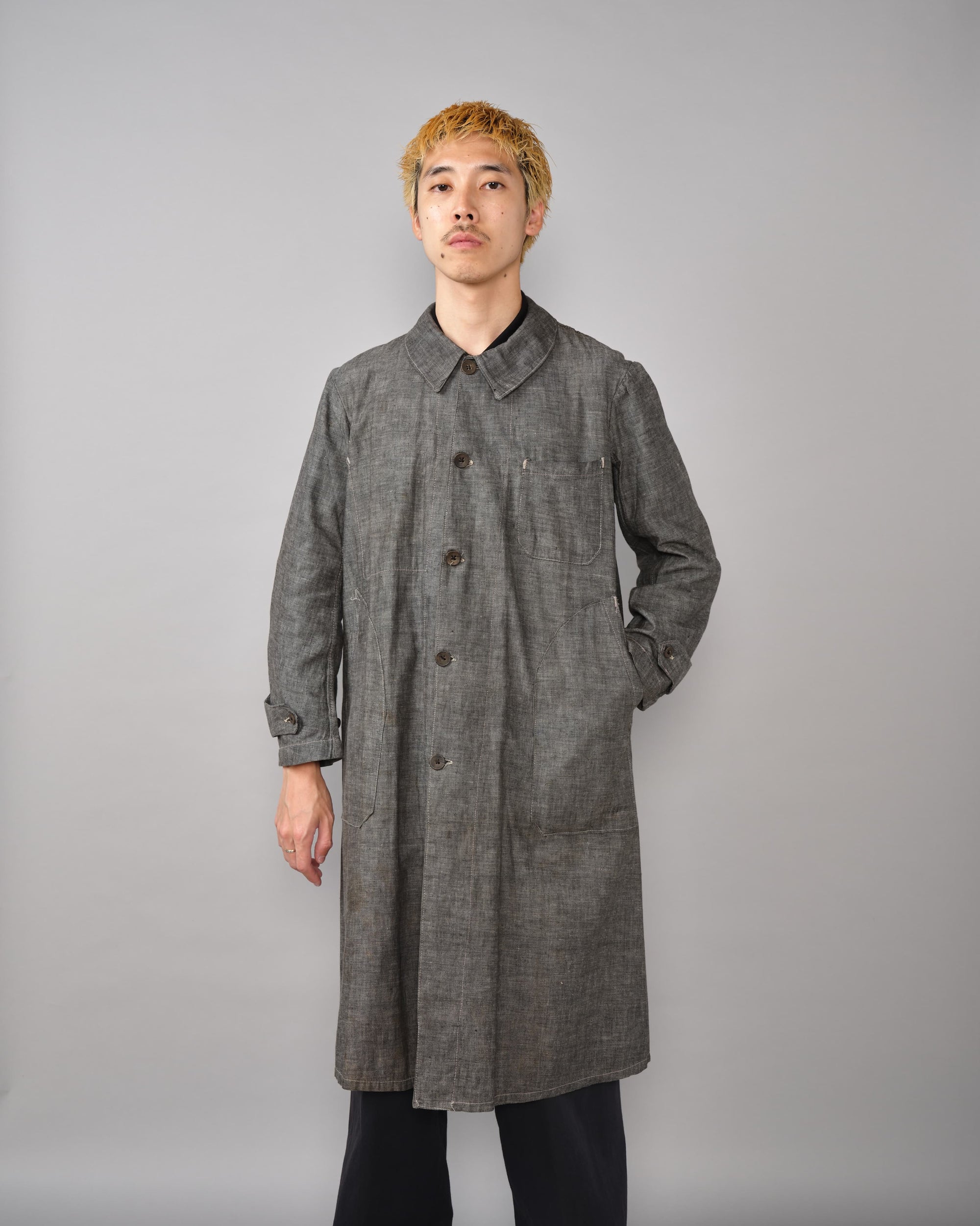 [~40’s] French Vintage Metis Black Chambray Work Coat