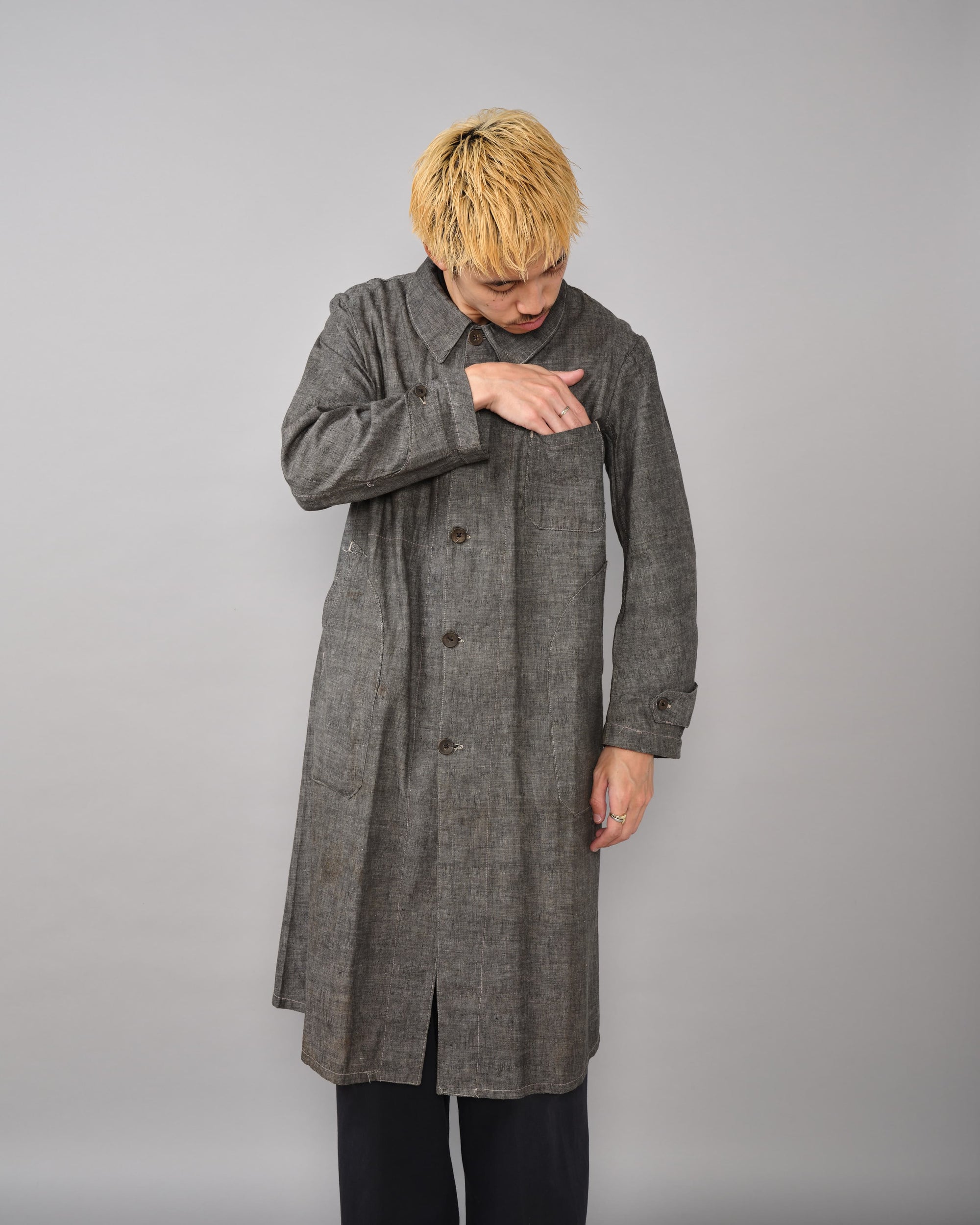 [~40’s] French Vintage Metis Black Chambray Work Coat
