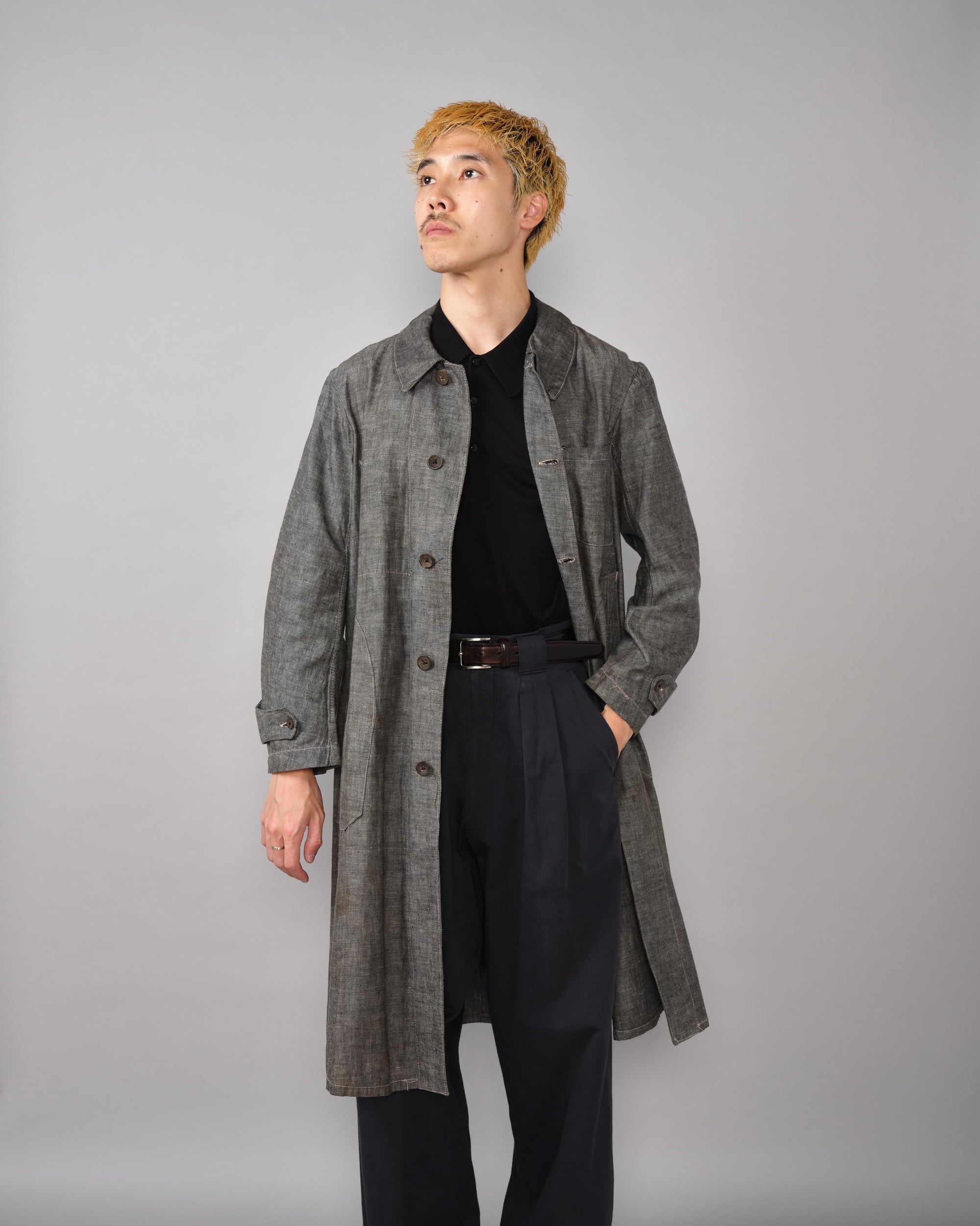 [~40’s] French Vintage Metis Black Chambray Work Coat