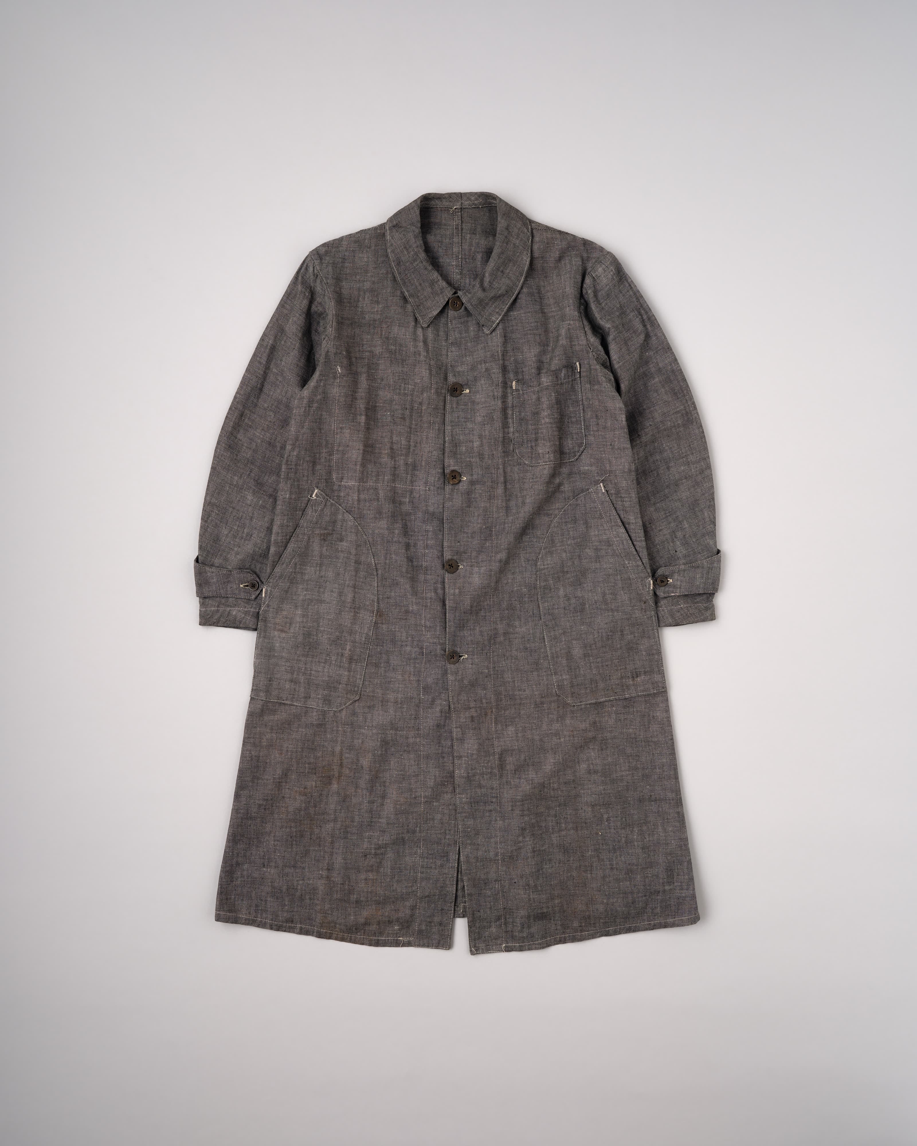 40's] French Vintage Metis Black Chambray Work Coat | VIEUX ET NOUVEAU