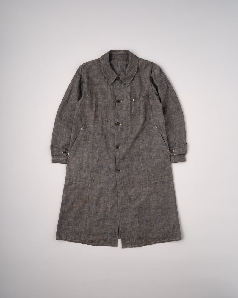 【~40’s】French Vintage Metis Black Chambray Work Coat