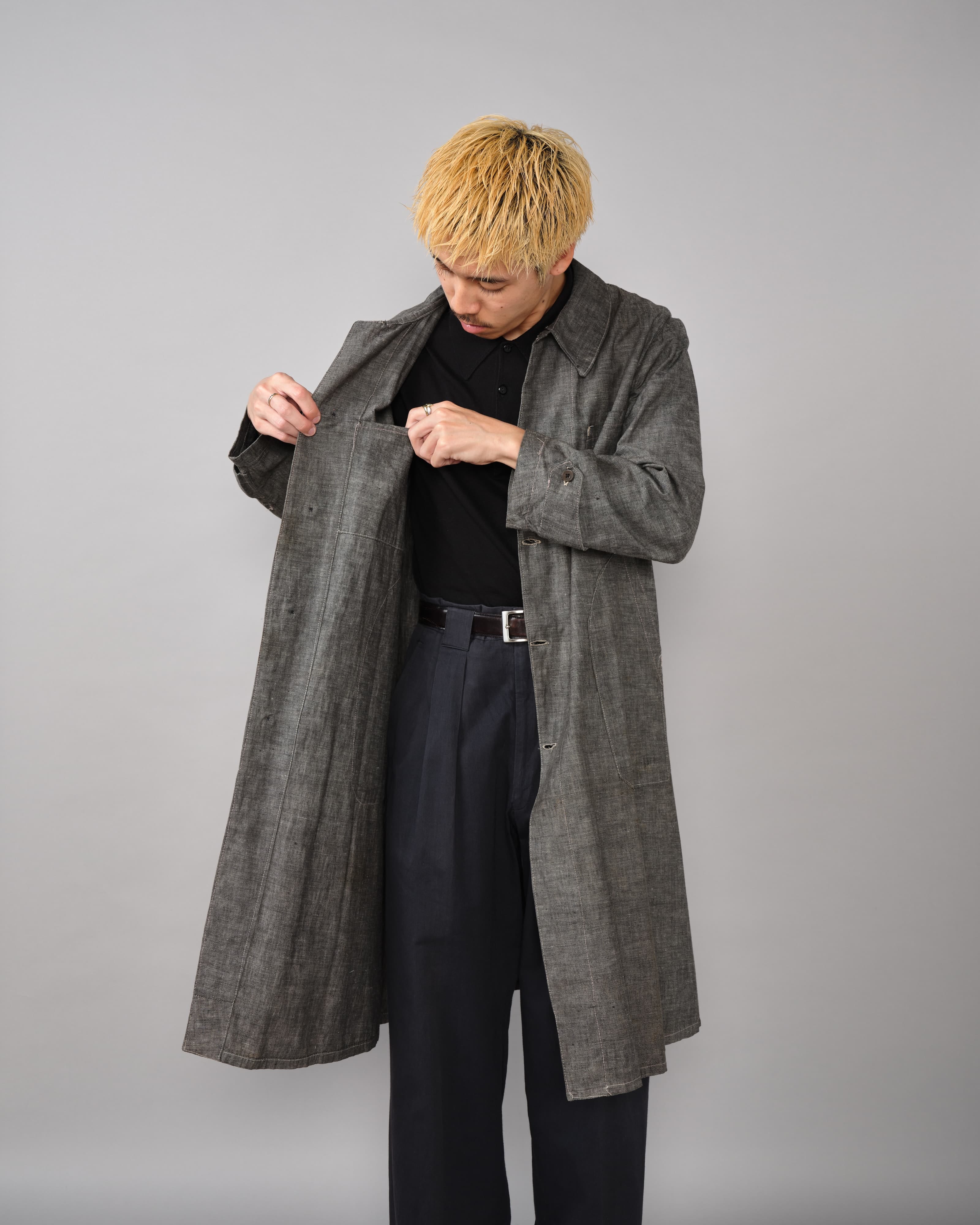 40's] French Vintage Metis Black Chambray Work Coat | VIEUX ET NOUVEAU
