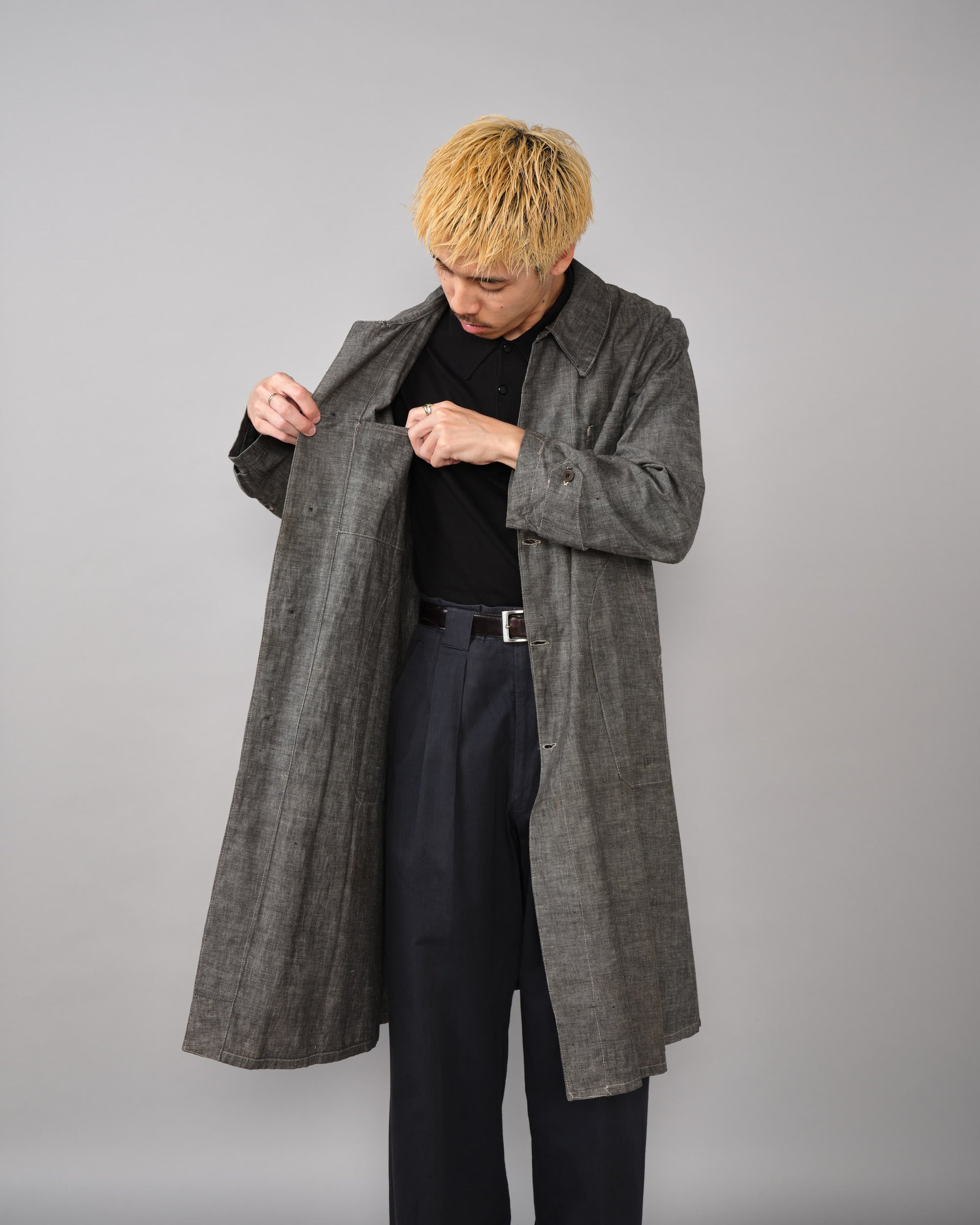 [~40’s] French Vintage Metis Black Chambray Work Coat