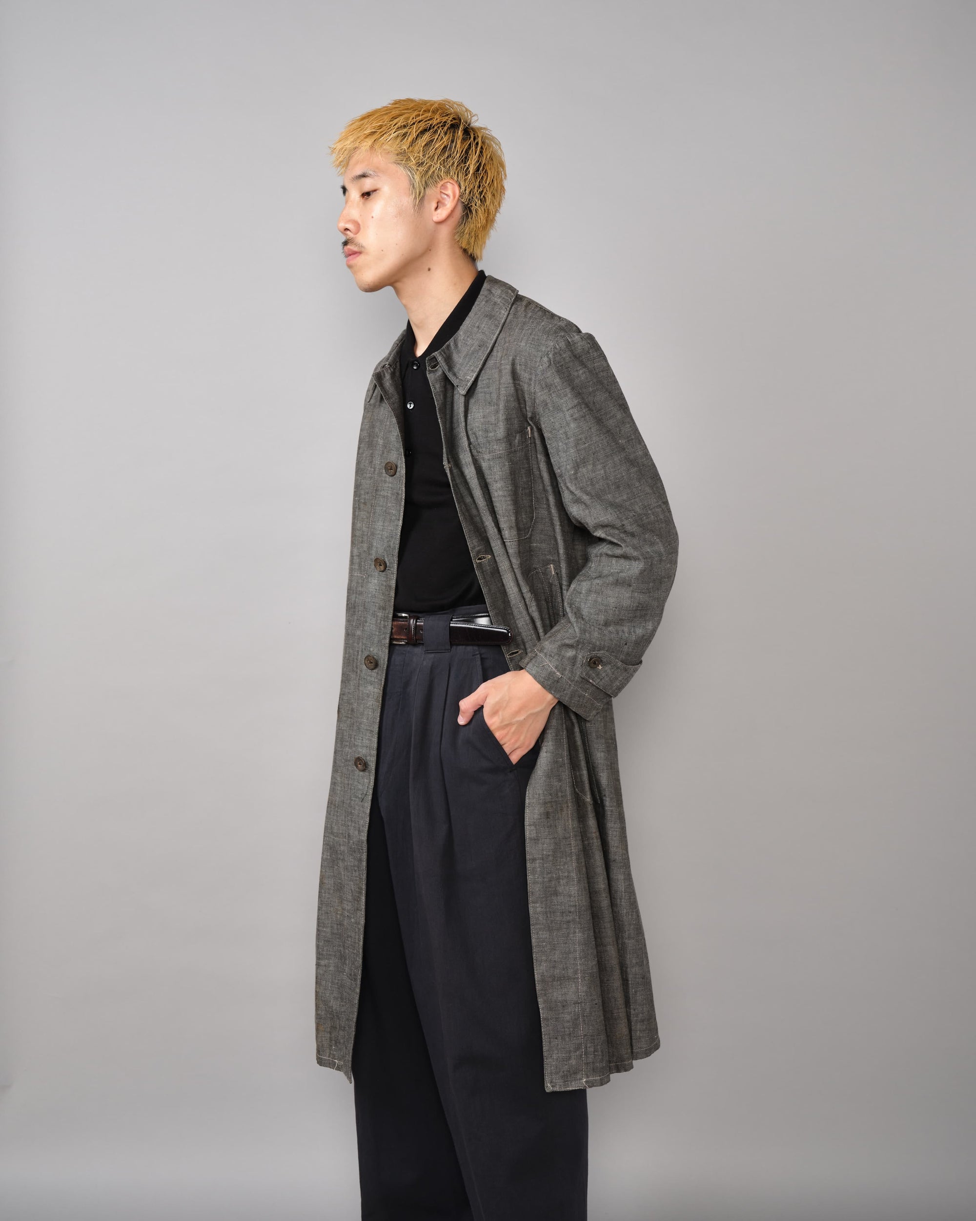 [~40’s] French Vintage Metis Black Chambray Work Coat