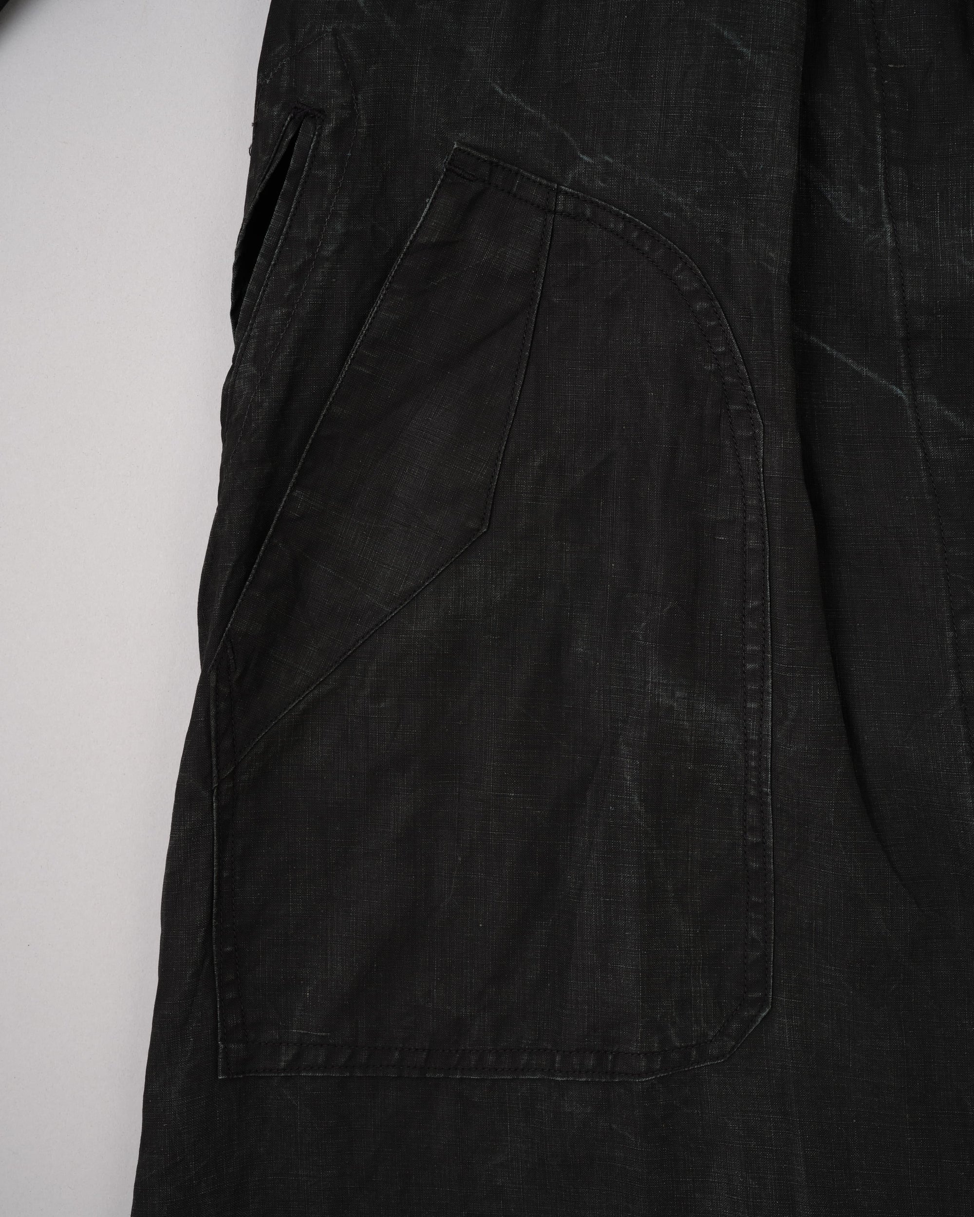 [~40’s] French Vintage Black Indigo Linen Maquignon Coat
