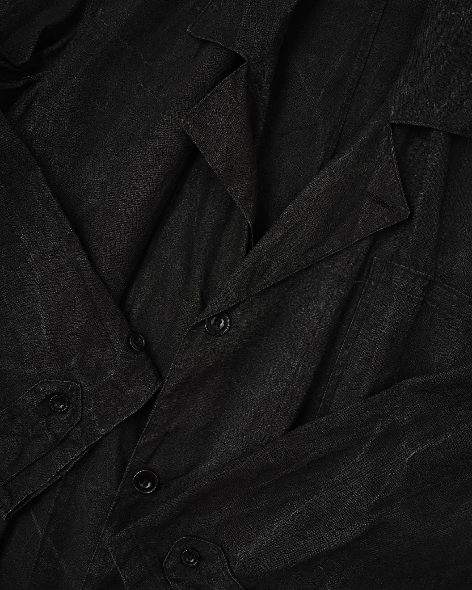 [~40’s] French Vintage Black Indigo Linen Maquignon Coat
