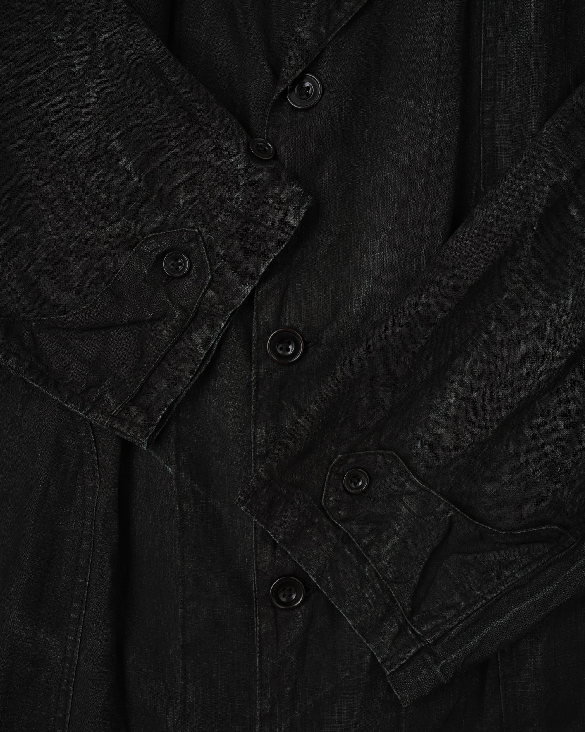 [~40’s] French Vintage Black Indigo Linen Maquignon Coat