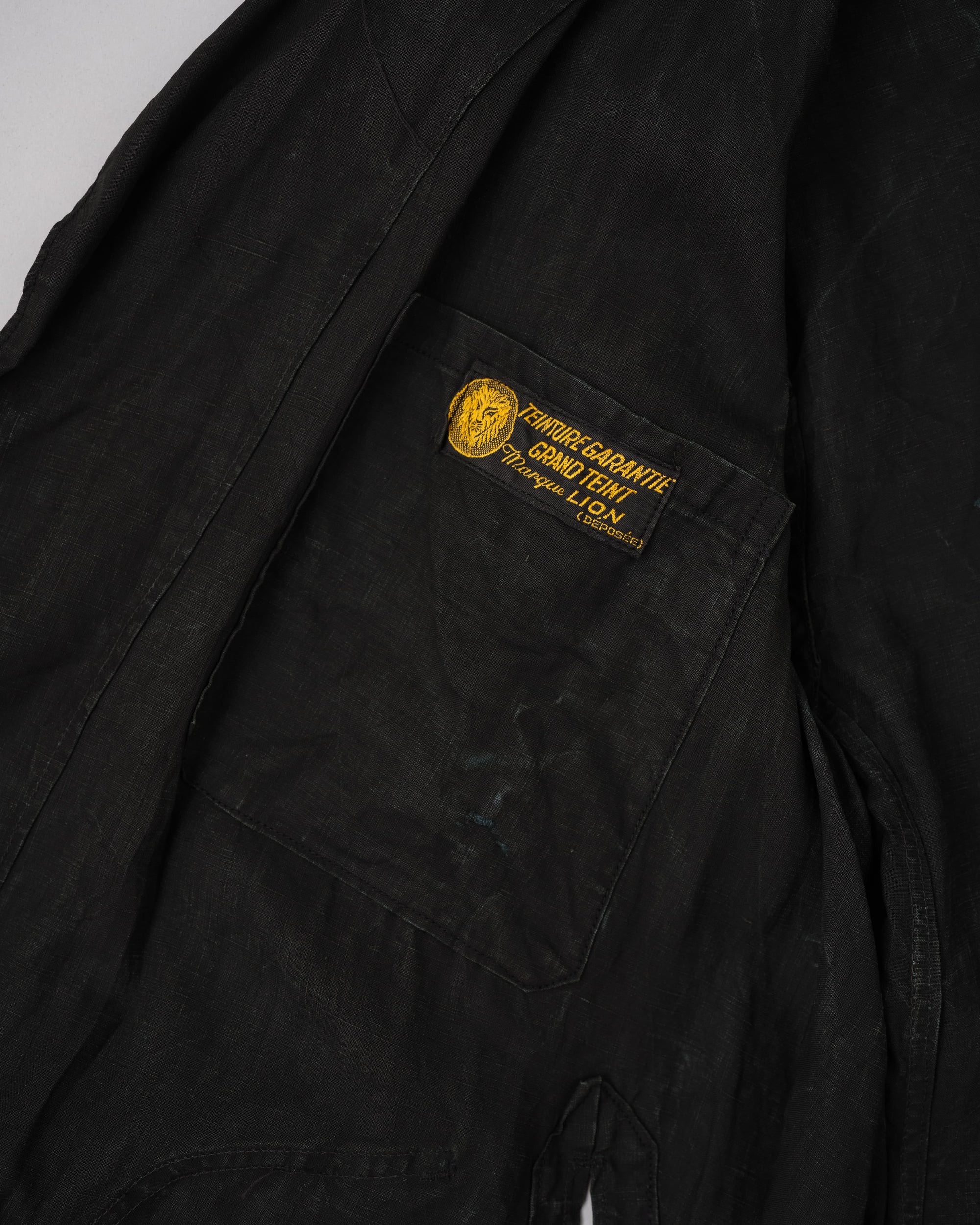 [~40’s] French Vintage Black Indigo Linen Maquignon Coat