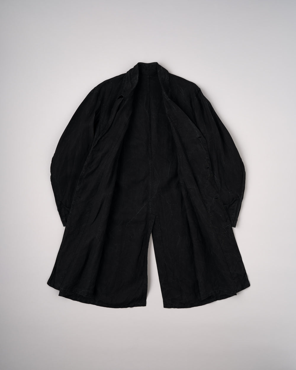 [~40’s] French Vintage Black Indigo Linen Maquignon Coat