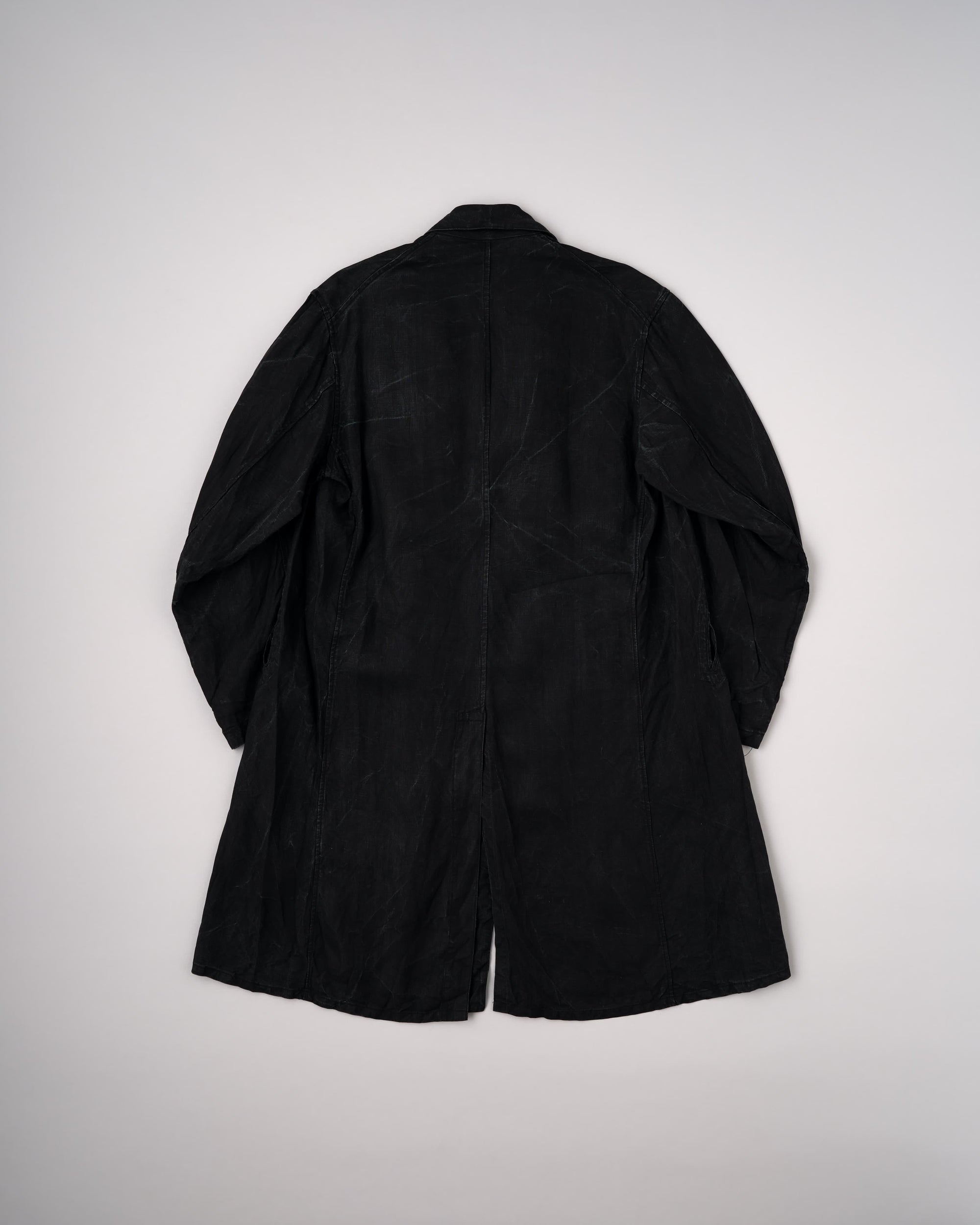 [~40’s] French Vintage Black Indigo Linen Maquignon Coat